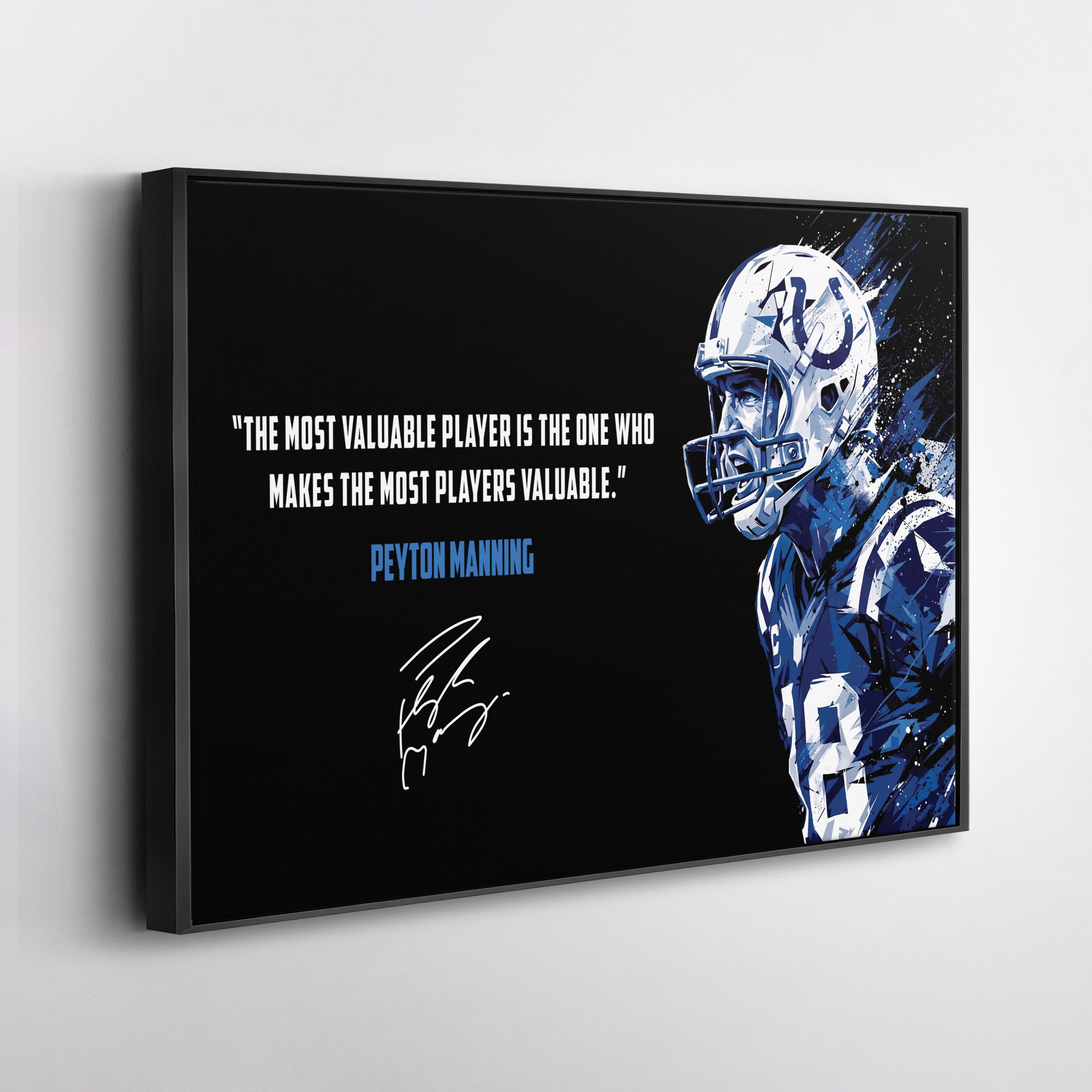 Peyton Manning Canvas Wall Art, Indianapolis Colts Football Decor, Motivational Quote Print, Sports Poster Style, Fan Gift