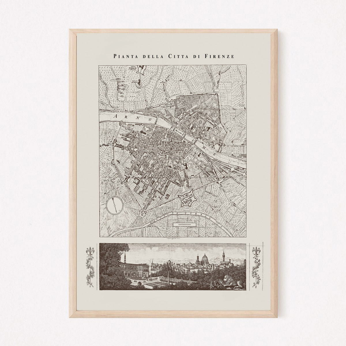 FLORENCE ITALY MAP, Vintage Italy Map Print, Firenze Retro Map, Professional Reproduction, Antique Italian Map, 1910s, Map of Florence