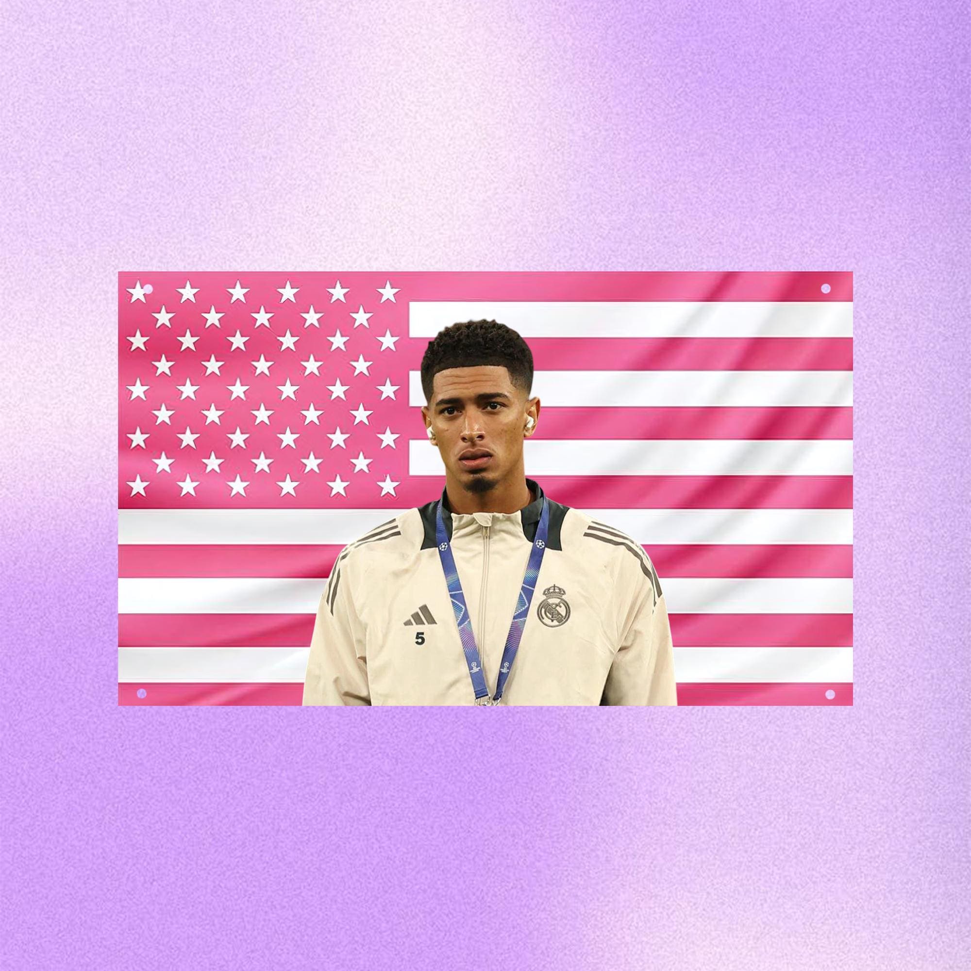 Jude Bellingham Pink US Wall Tapestry Football Star Flag, Room Decor