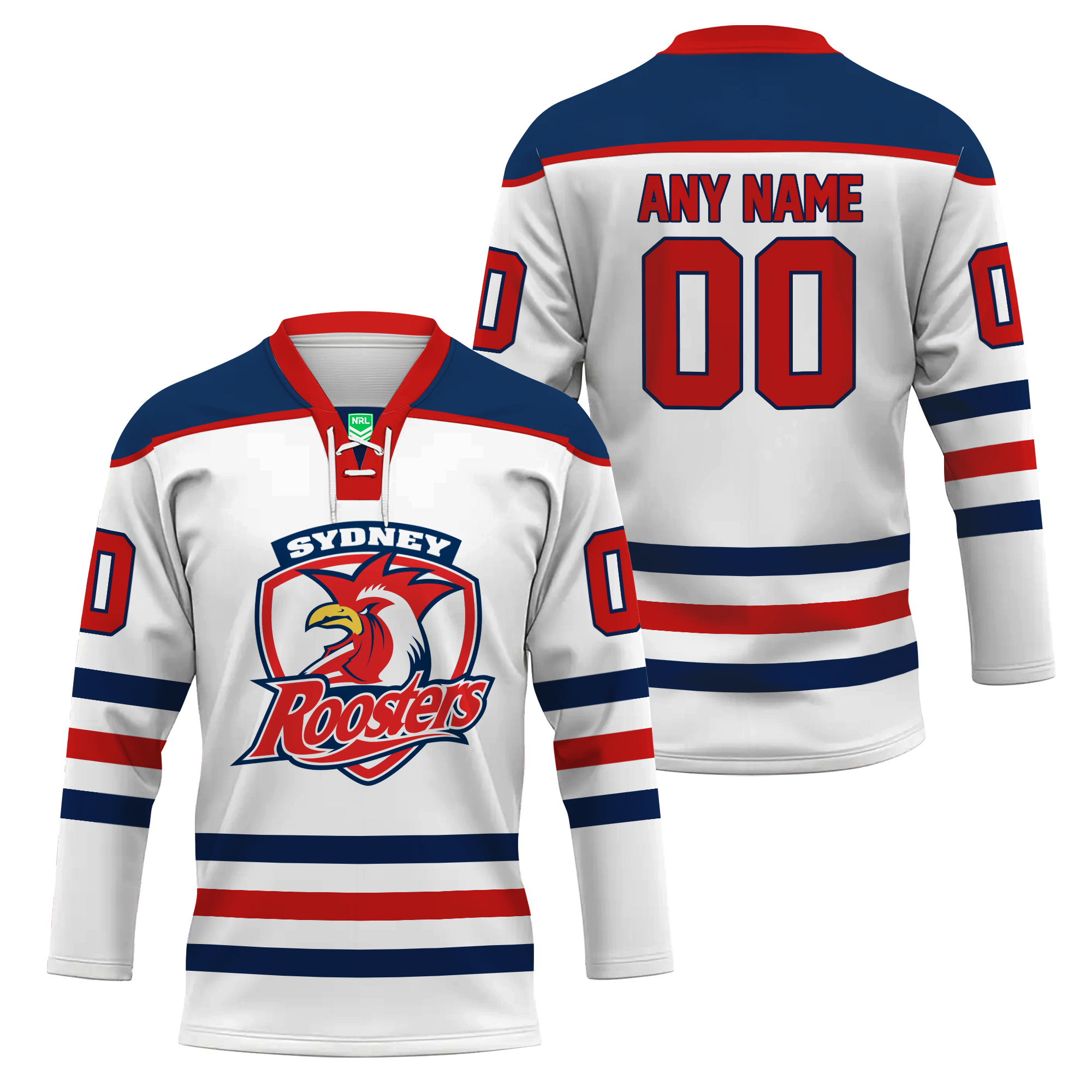 Personalized Sydney Roosters Lace Hockey Shirt Men's Fan Gear Christmas Gift