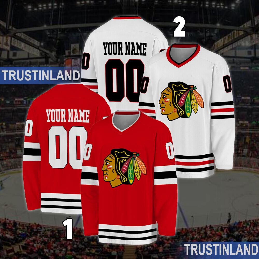 Personalized Chicago Blackhawks Hockey Jersey, Jersey For Men With Your Team Name, Fan Hockey Jersey
