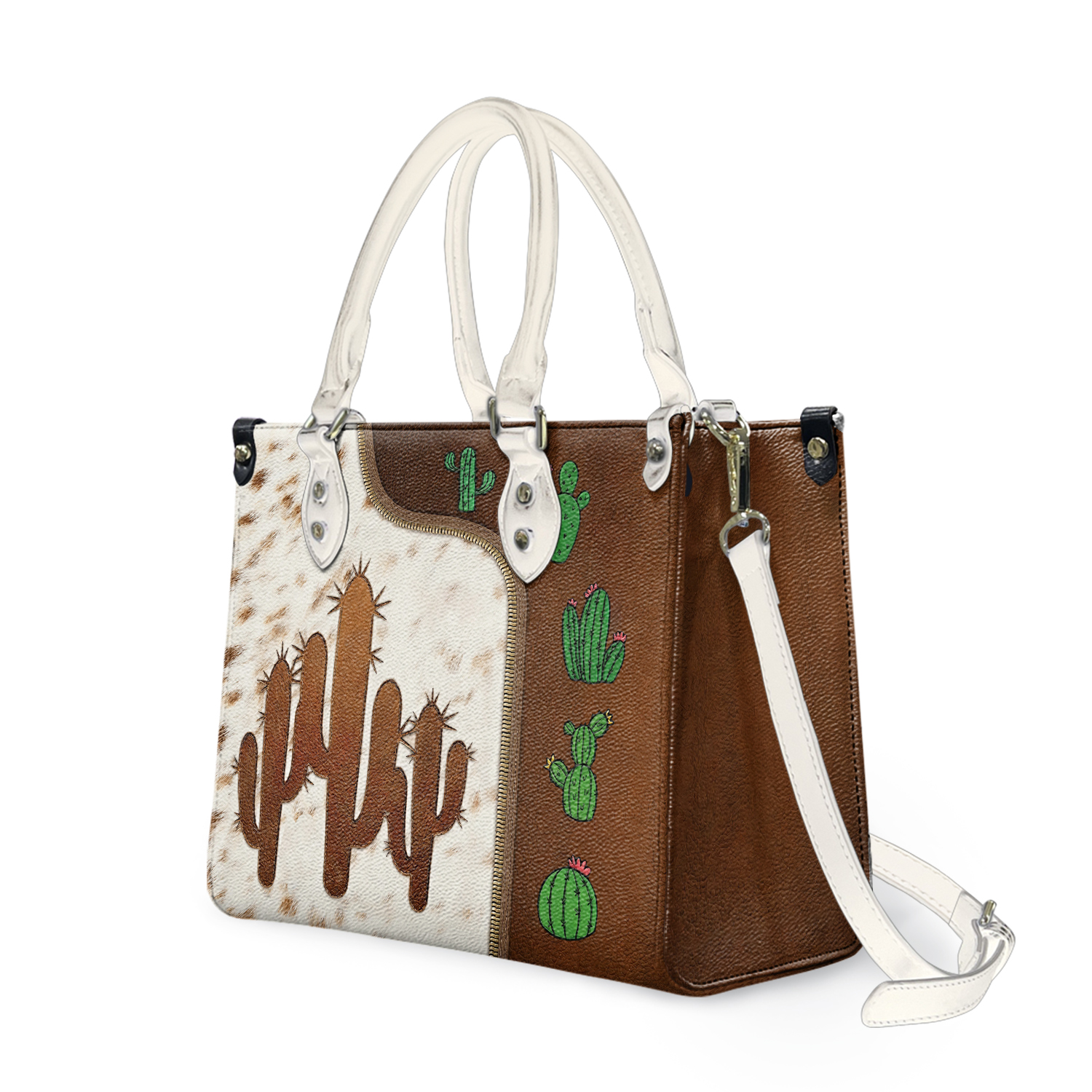 Cactus Succulents Leather Handbag Plant Lovers Gift Shoulder Bag