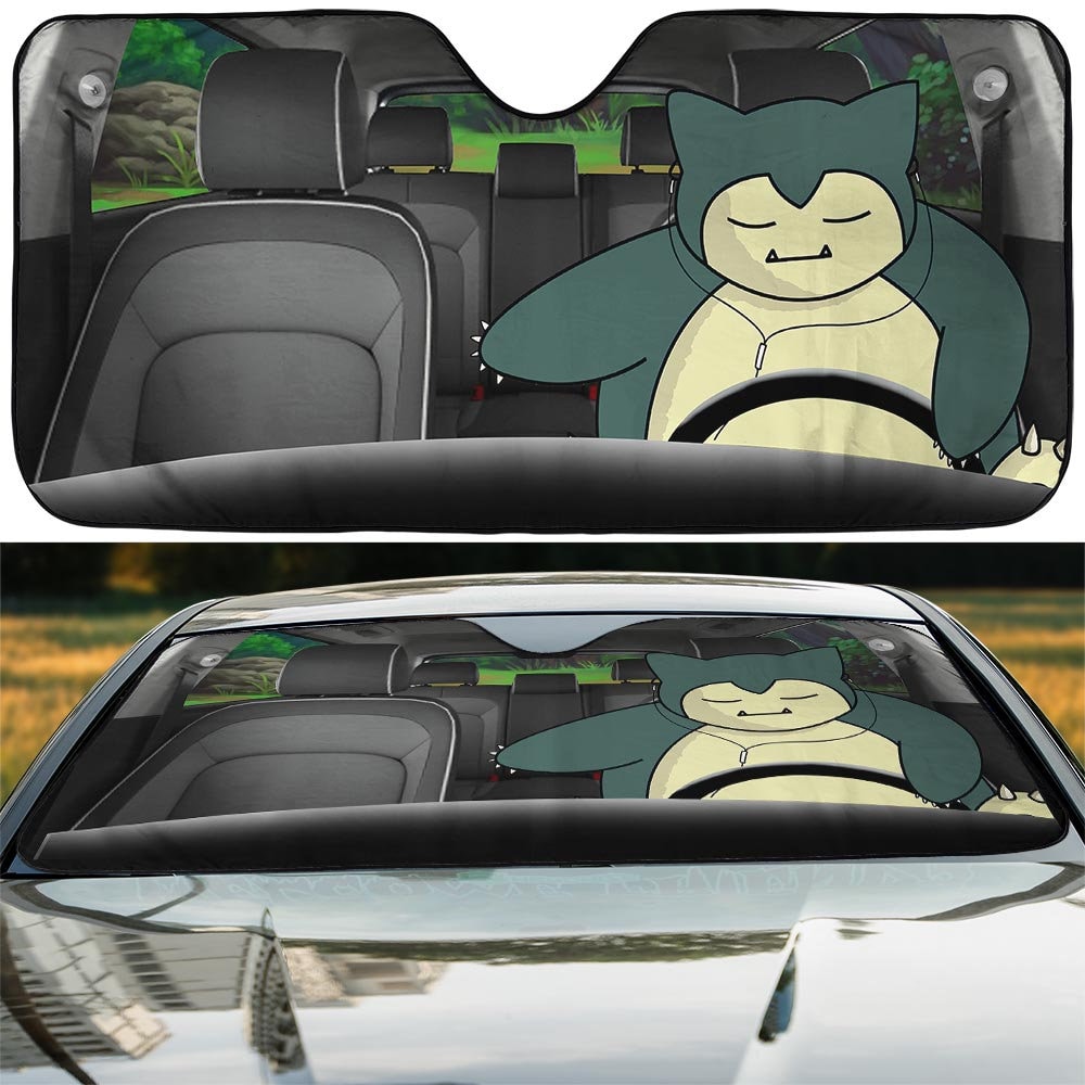 Snolax Car Sun Shade, Sn Lax Sleeping Car Sunshade, Pocket Monster Anime Car Accessories