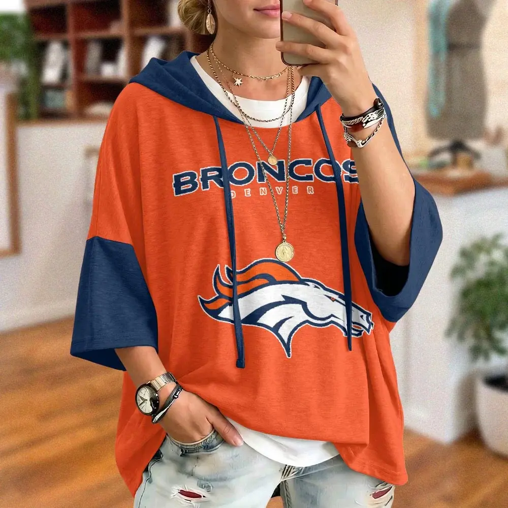 Denver Broncos Oversized Short Sleeve Hoodie