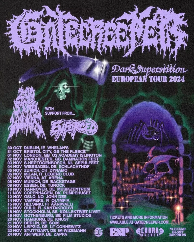 Poster 2024 2025 music lovers, Gatecreeper European Tour 2024 2025 Poster,