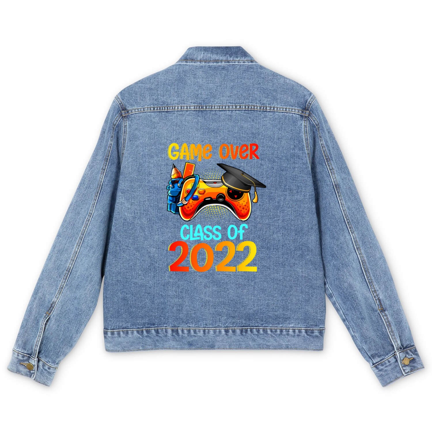 Game Over Class Of 2022 Video Games Graduation Men's Denim Jackets