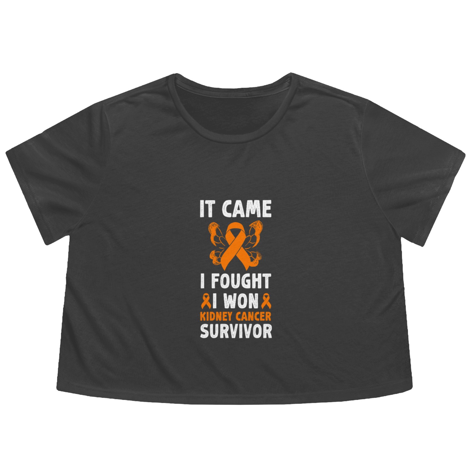 It came we fought I won Kidney cancer Survivor Flowy Cropped Tees