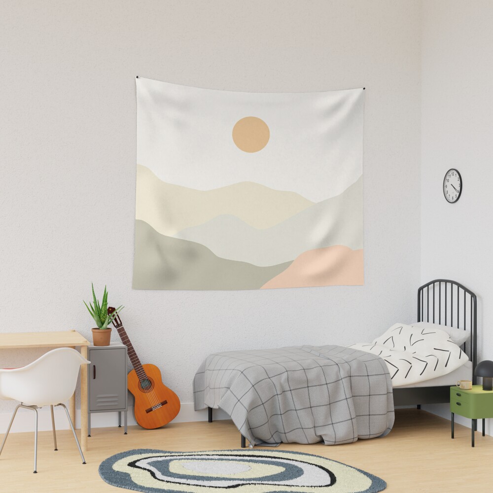 Minimalist Landscape Mountains Tapestry