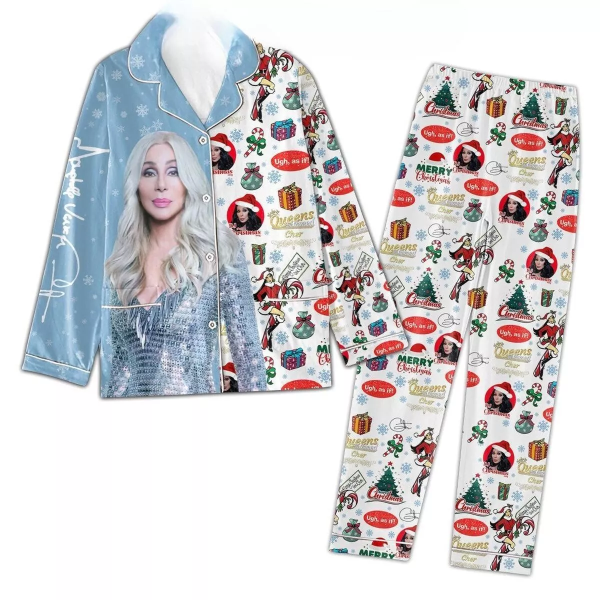 Cher Queens Are Named Cher Christmas Polyester Pajamas Set