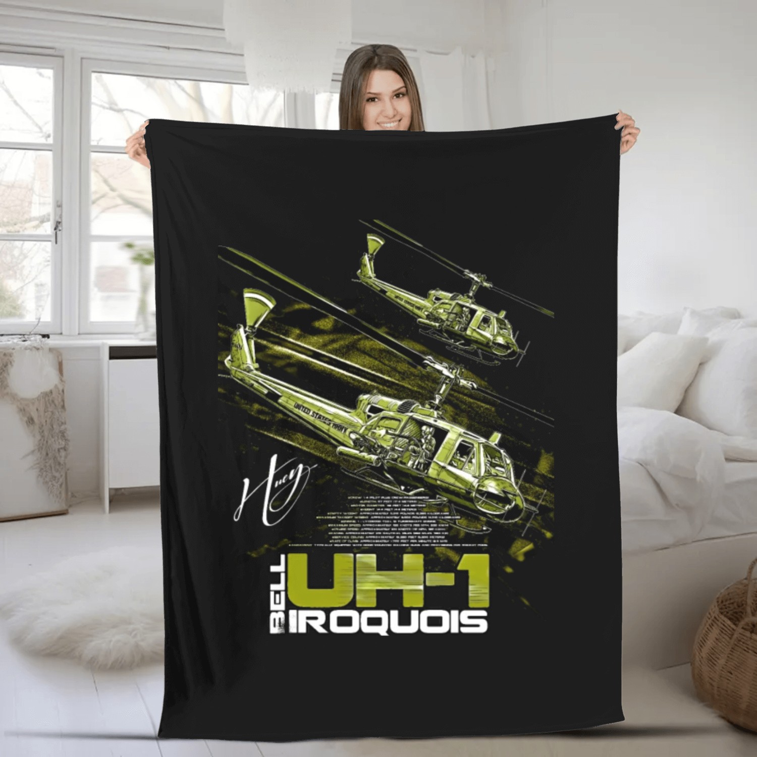 Bell UH-1 Iroquois Helicopter Fleece Blankets