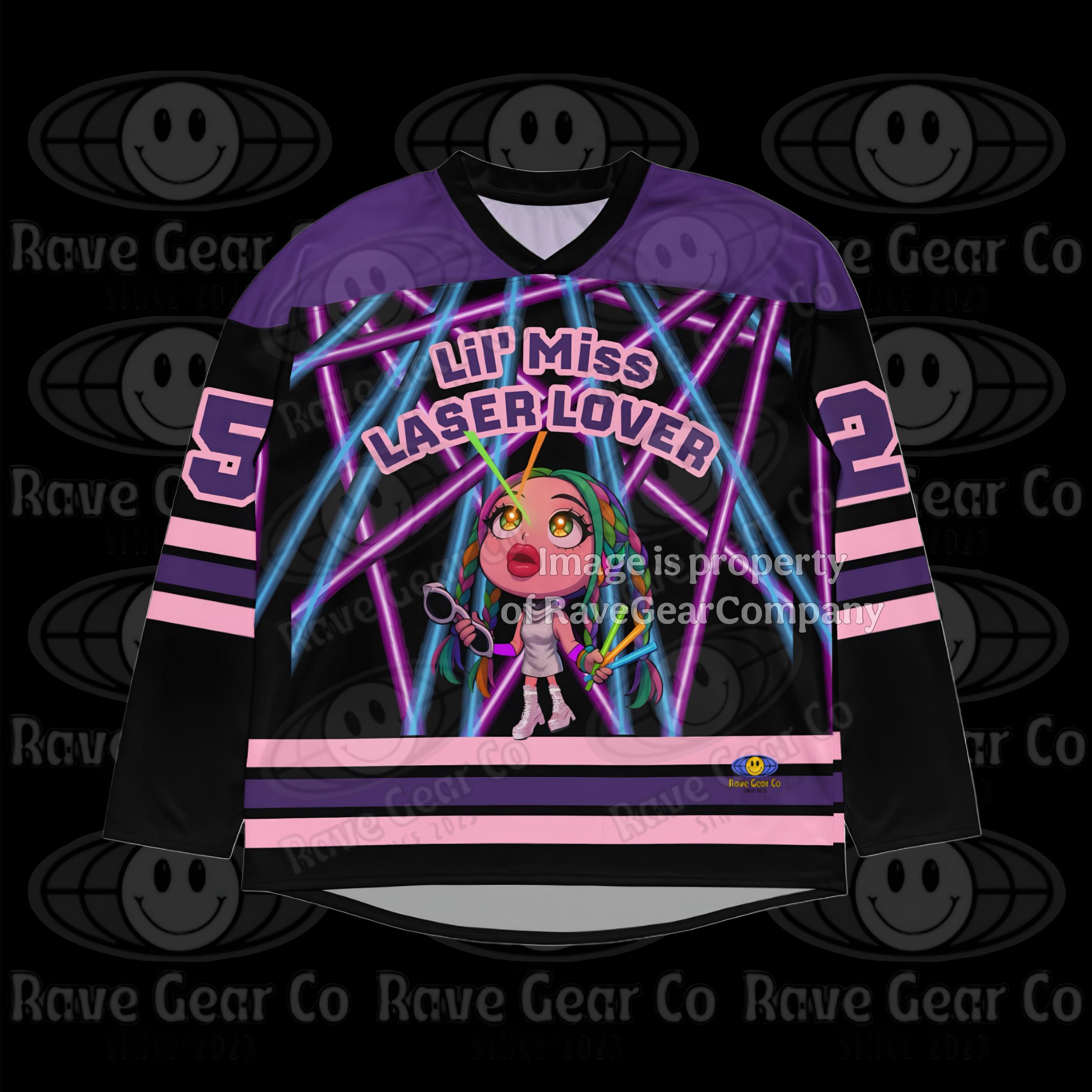 Lil' Miss Laser Lover Festival Hockey Jersey for Women EDM Rave Clothing Lost Lands Outfit EDC