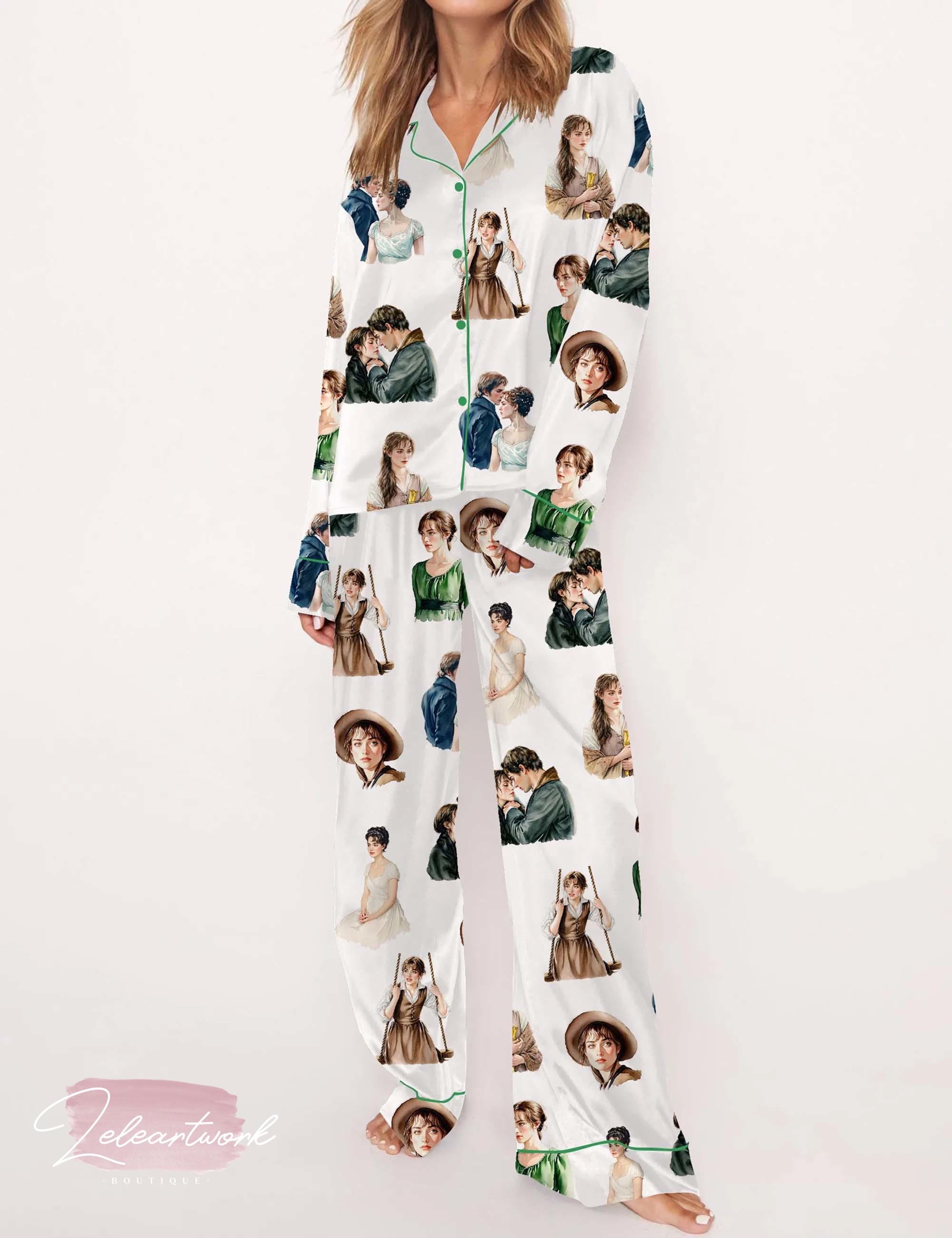 Pride And Prejudice Movie Pajama Set For Women Mr. Darcy Sleepwear, Jane Austen Gift, Pemberley Print Loungewear