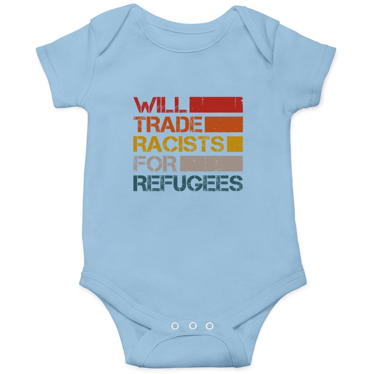 Will Trade Racists For Refugees Vintage Political Baby Bodysuit