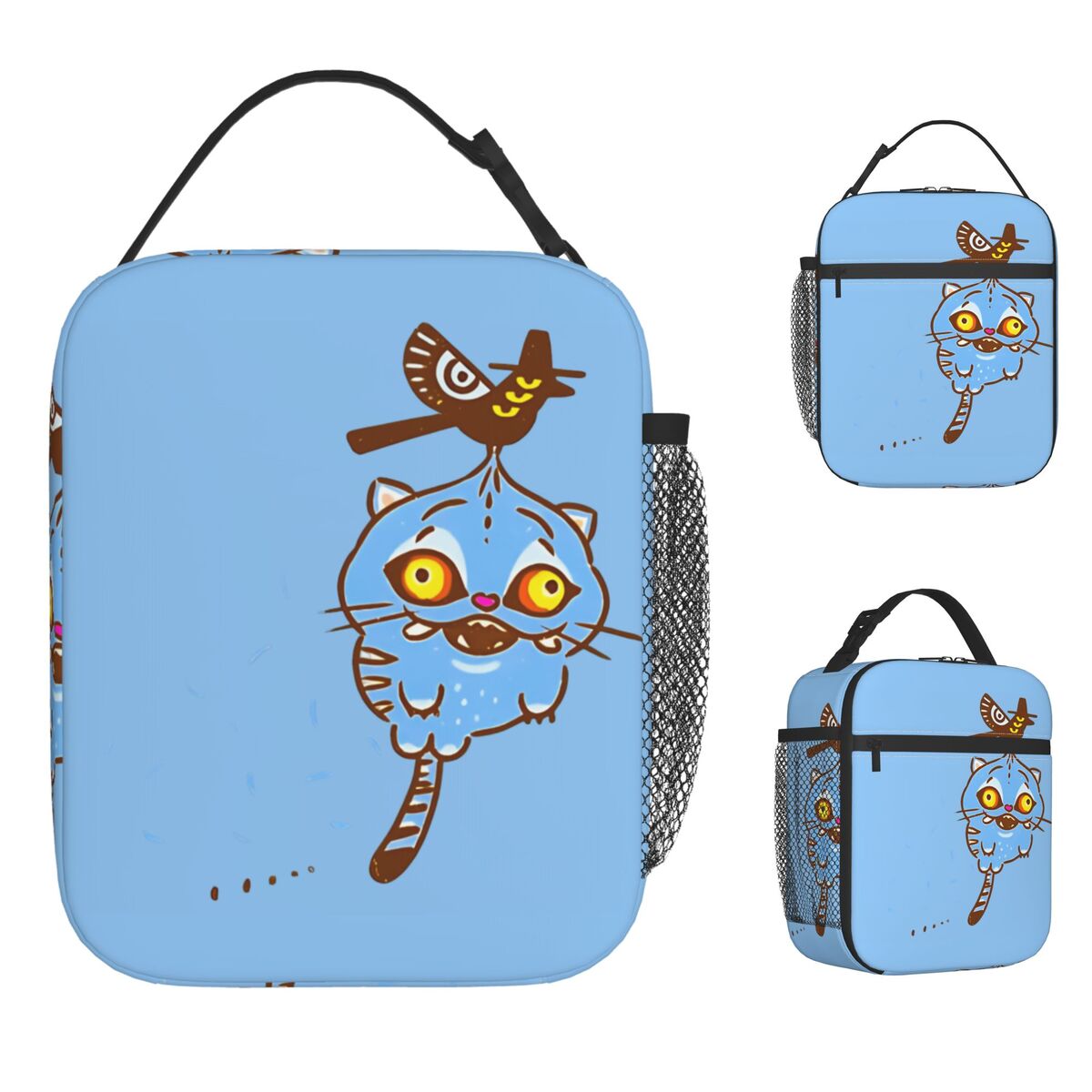 KPop Demon Hunters Kids Lunch Bag with Derpy Tiger and Bird Print Portable Thermal Cooler Bag for Girls