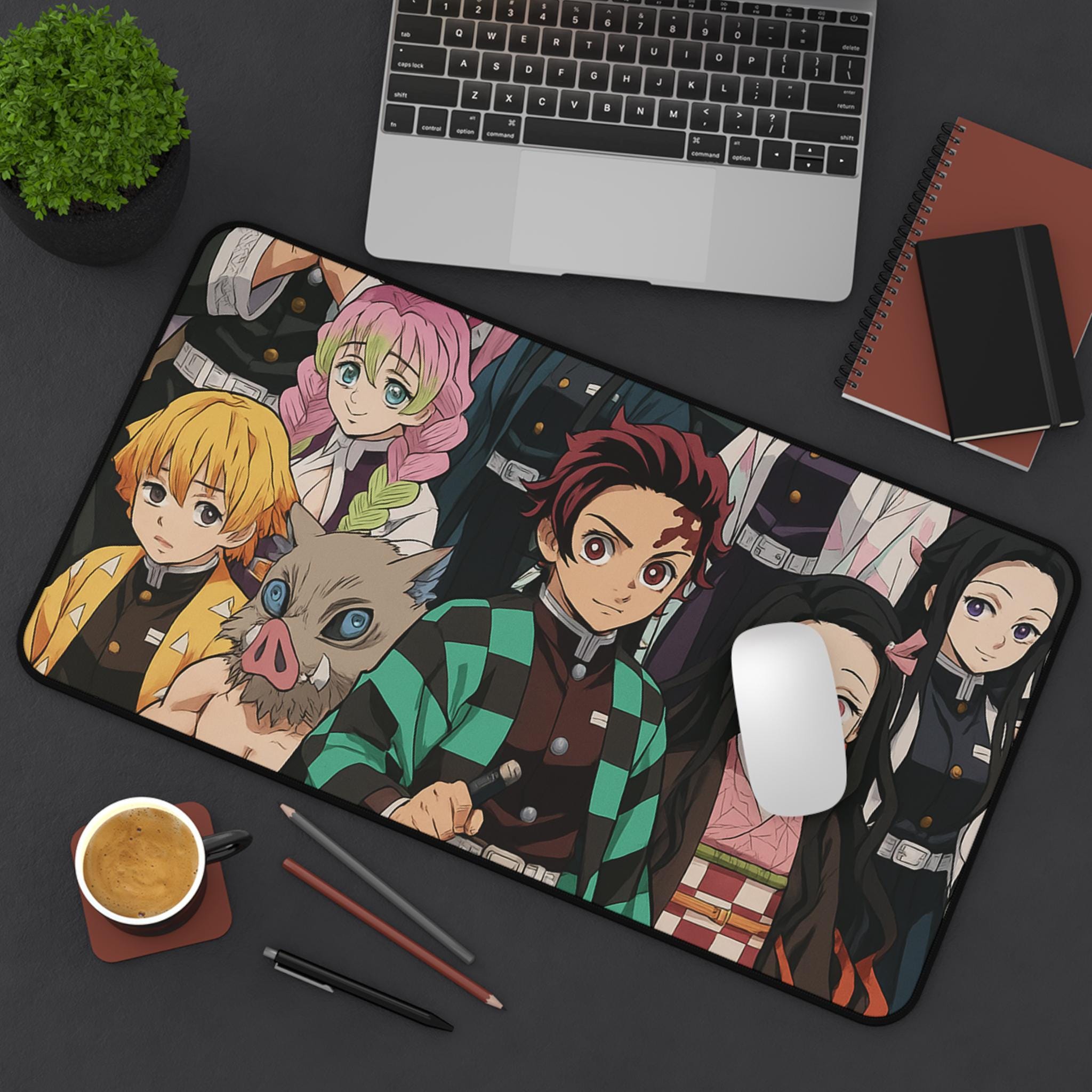 demon Anime Characters Gamer Mouse Pad Desk Mat, Custom Gaming Desk Accessories