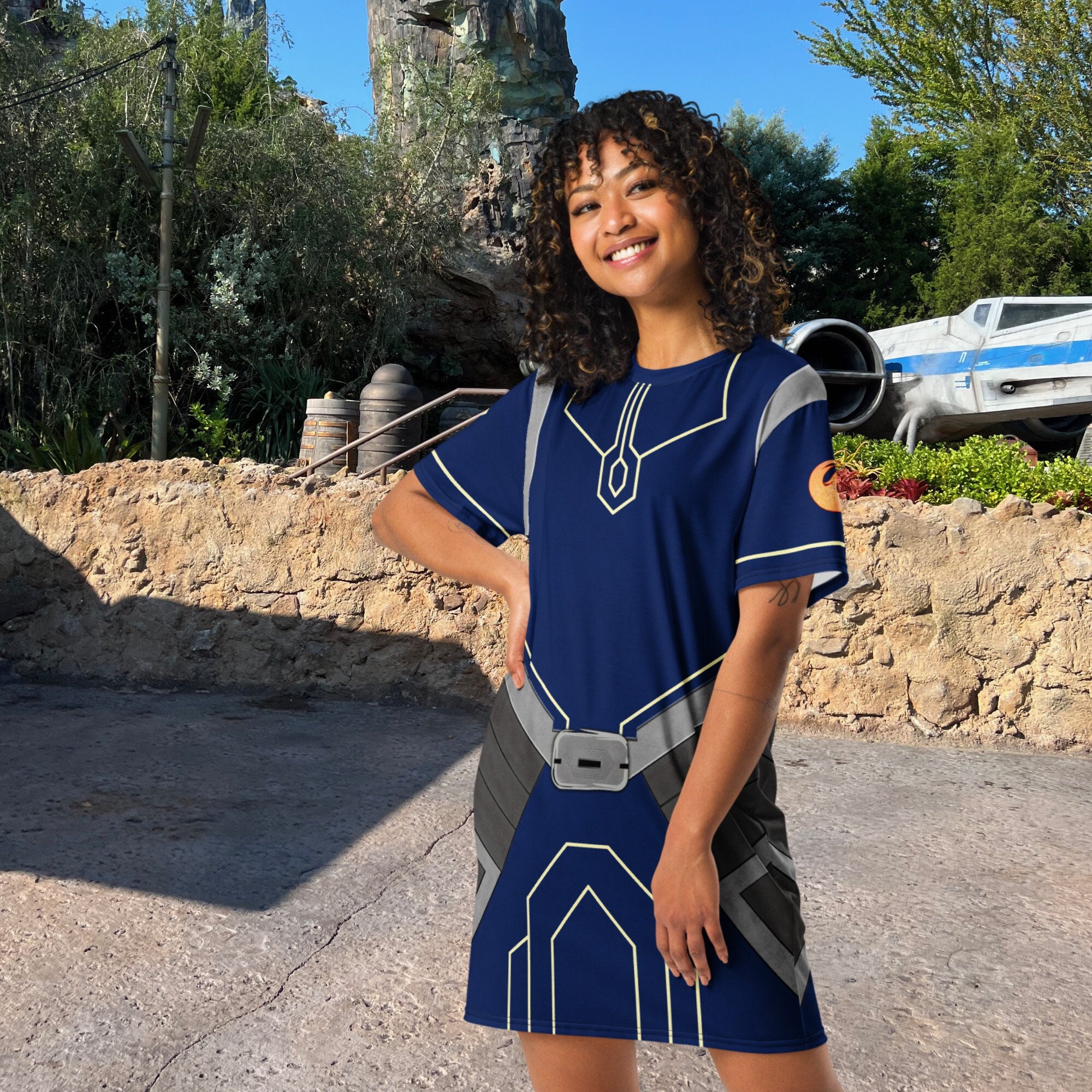 Padawan Snips Rebel Star Warrior Galaxy Wars Dark Navy Blue T-Shirt Dress