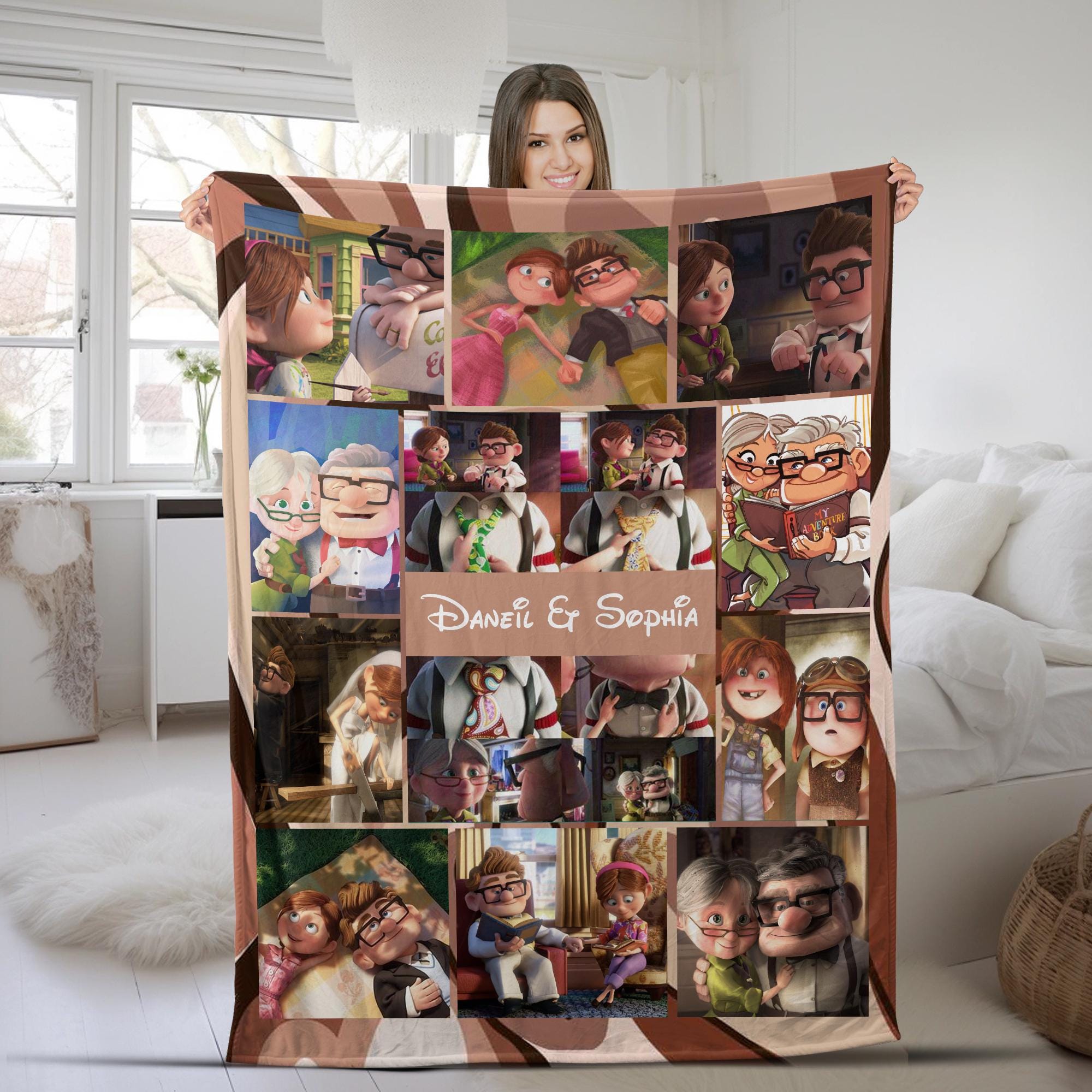 Personalized Up Movie Fleece Blanket, Carl & Ellie Fleece Blanket, Up Movie Blanket