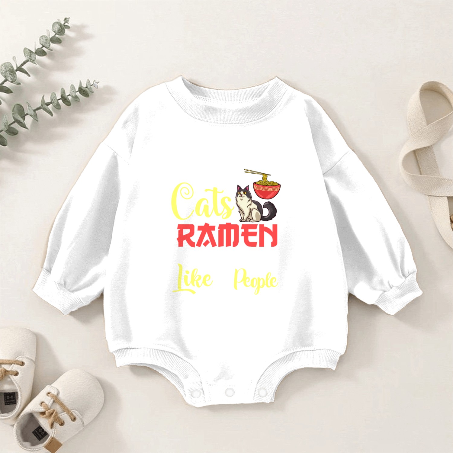 Ramen Cat Bowl Chicken Noodle Soup Japanese Baby Romper Sweatshirts