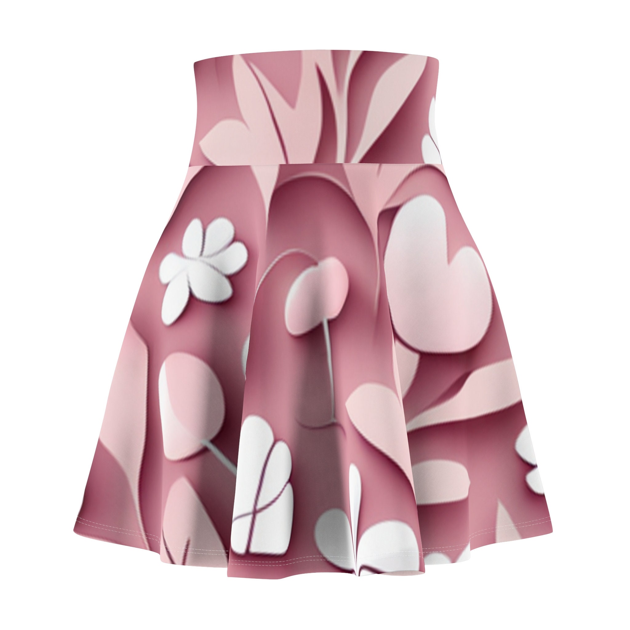 Women's Skater Skirt Pink Flowers Design