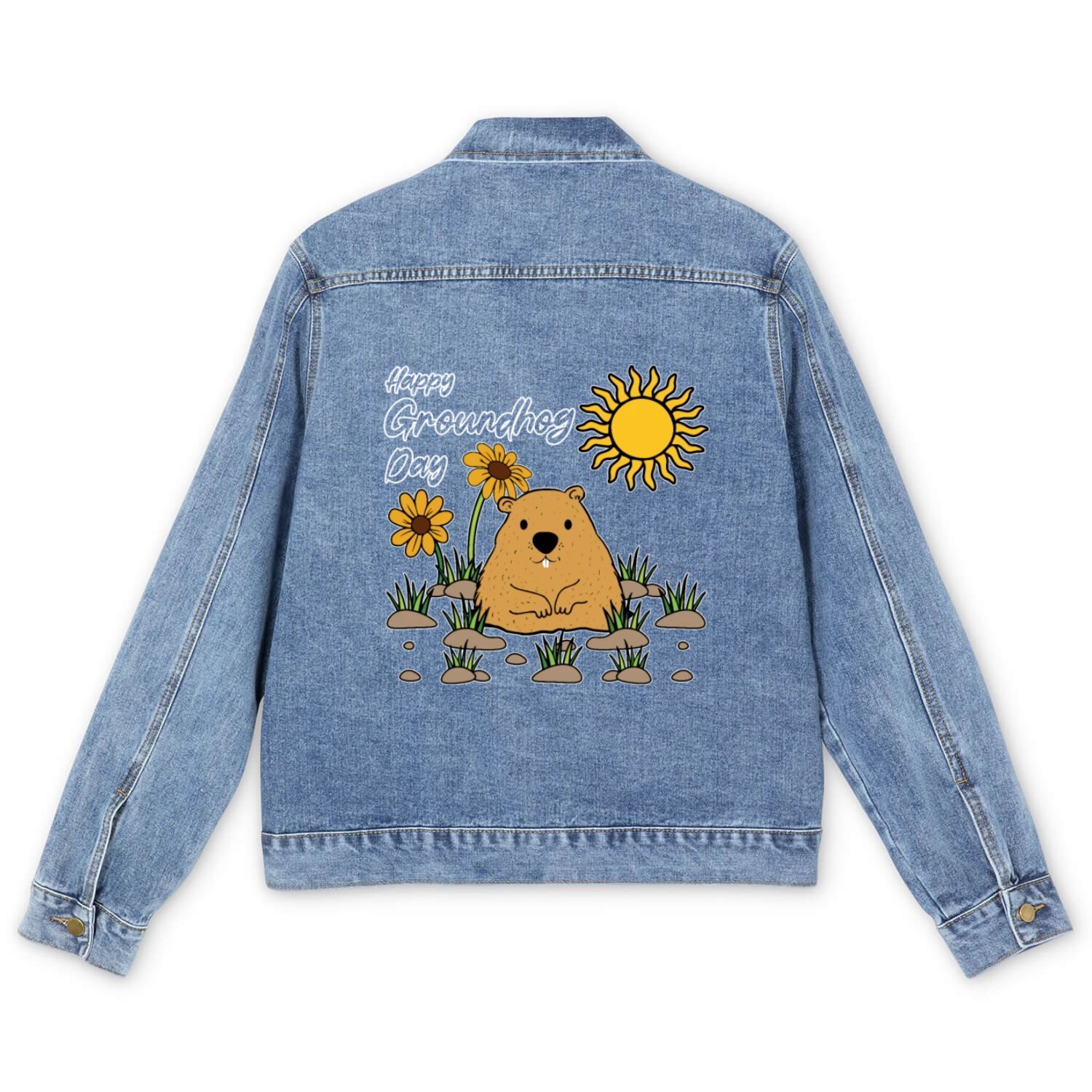 Happy Groundhog Day Animal Spirit Rodent Men's Denim Jackets