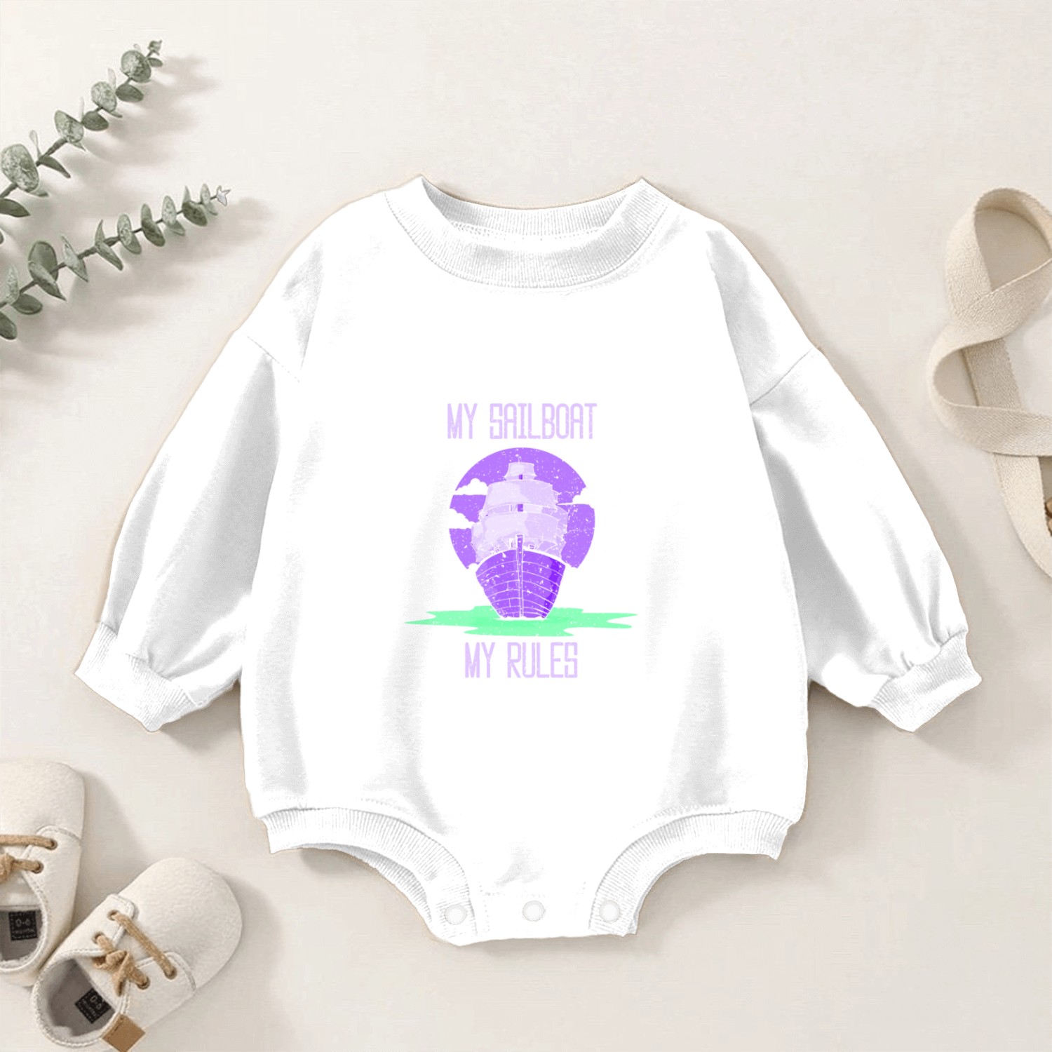 My Sailboat My Rules Sailor Sail Sailing Captain Baby Romper Sweatshirts