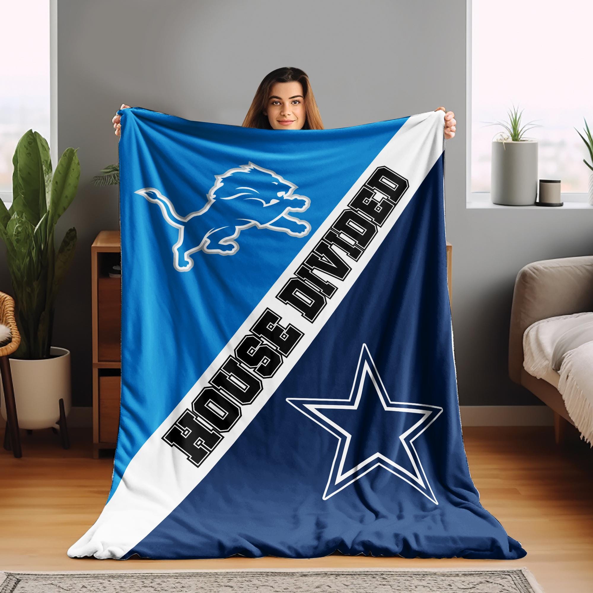 Custom House Divided Blanket/House Divided Baseball/Basketball Team Blanket/American Football Blanket/Personalized Gifts For Him