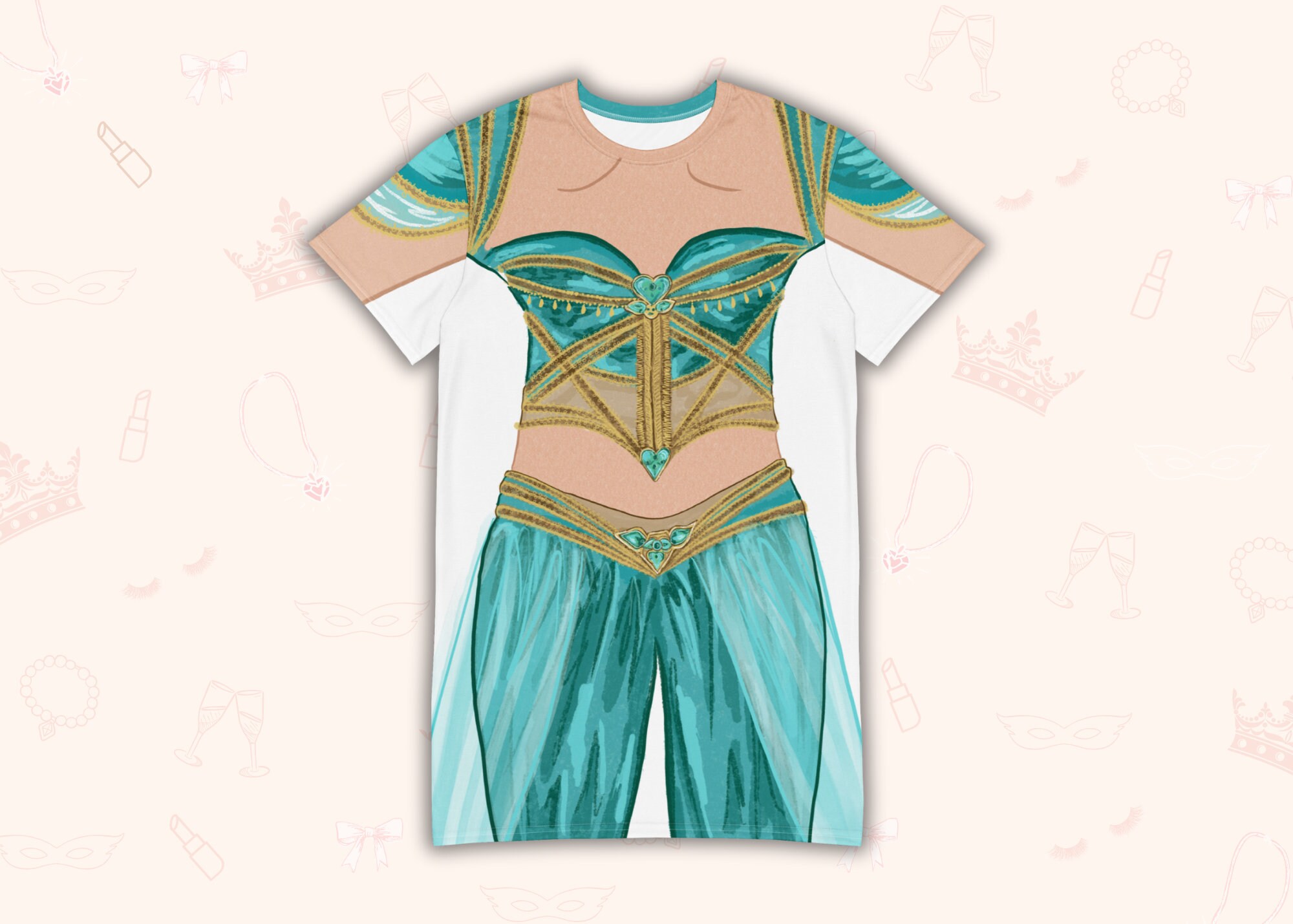 Teal Princess T-Shirt Dress | Easy Costume, Fun Loungewear, Unique Gift