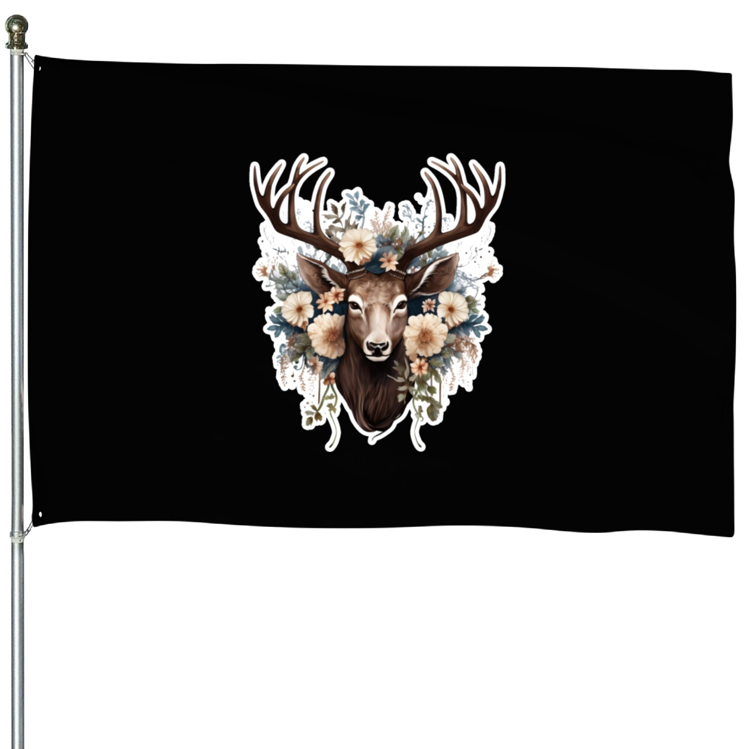 Deer Flowers House Flags