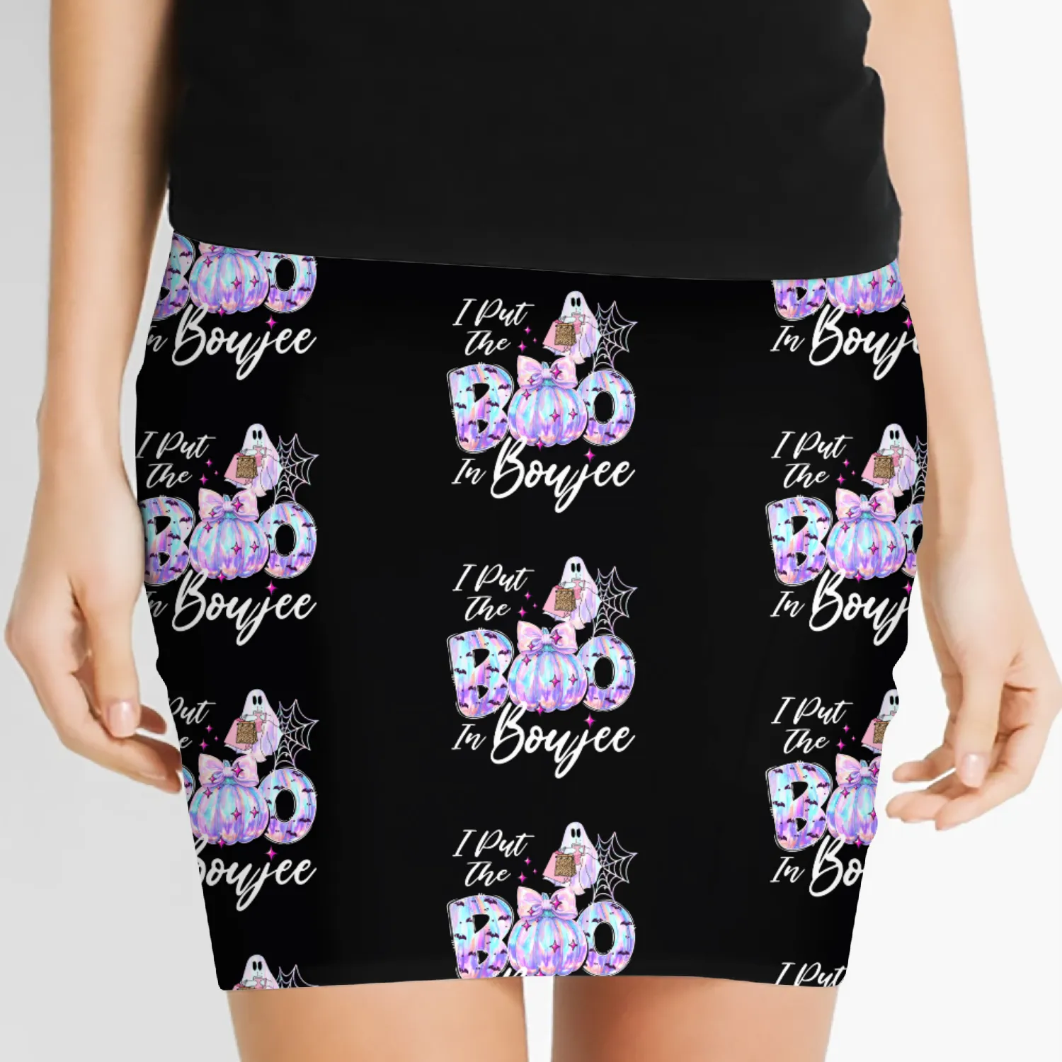 I Put The Boo in Boujee tie dye Boujie Ghost Women's Mini Skirts