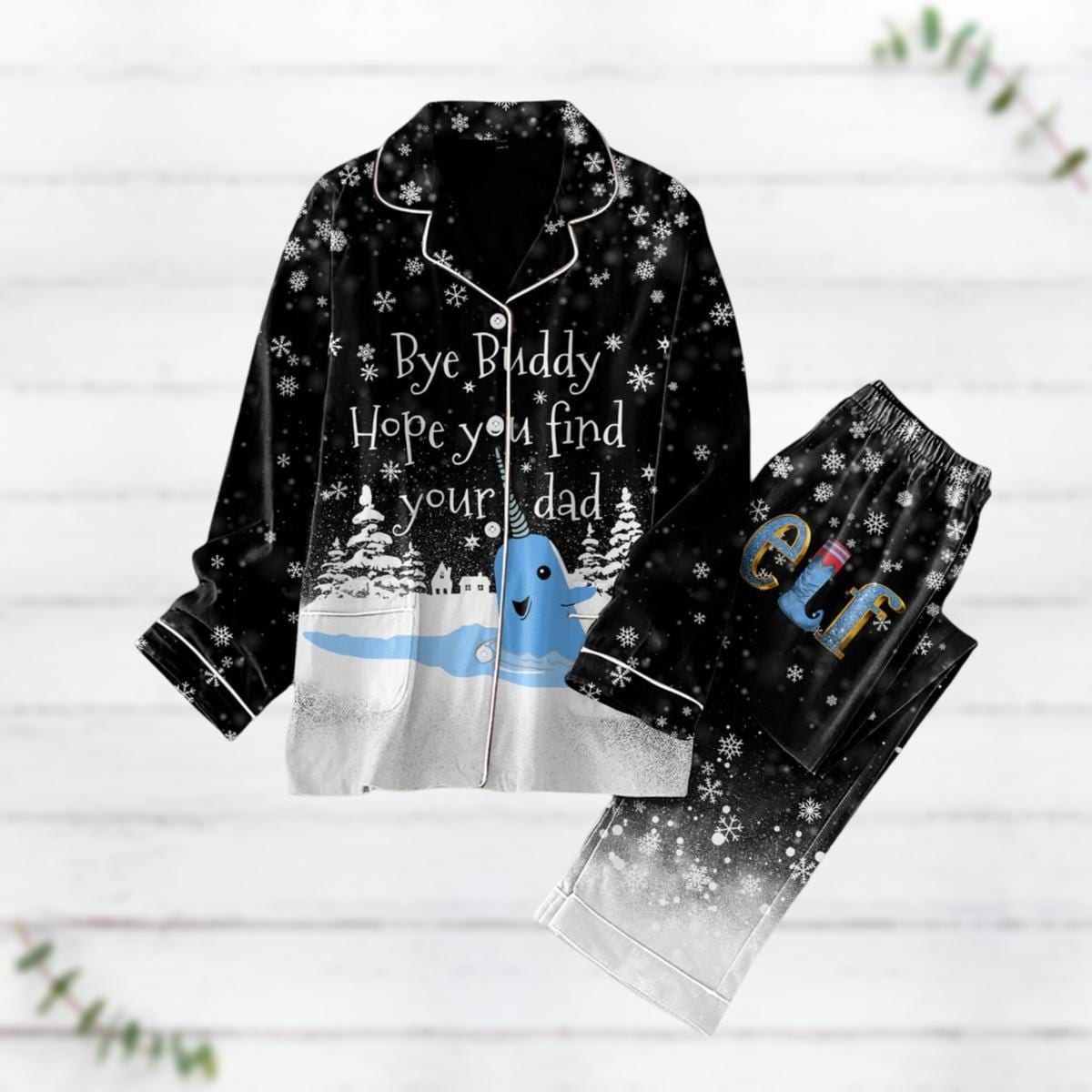 Elf Christmas Movie Pajamas Set, Xmas Classic Movie 90s Pajamas, Elf Christmas Pajamas, Elf Bye Buddy Hope You Find Your Dad Shirt