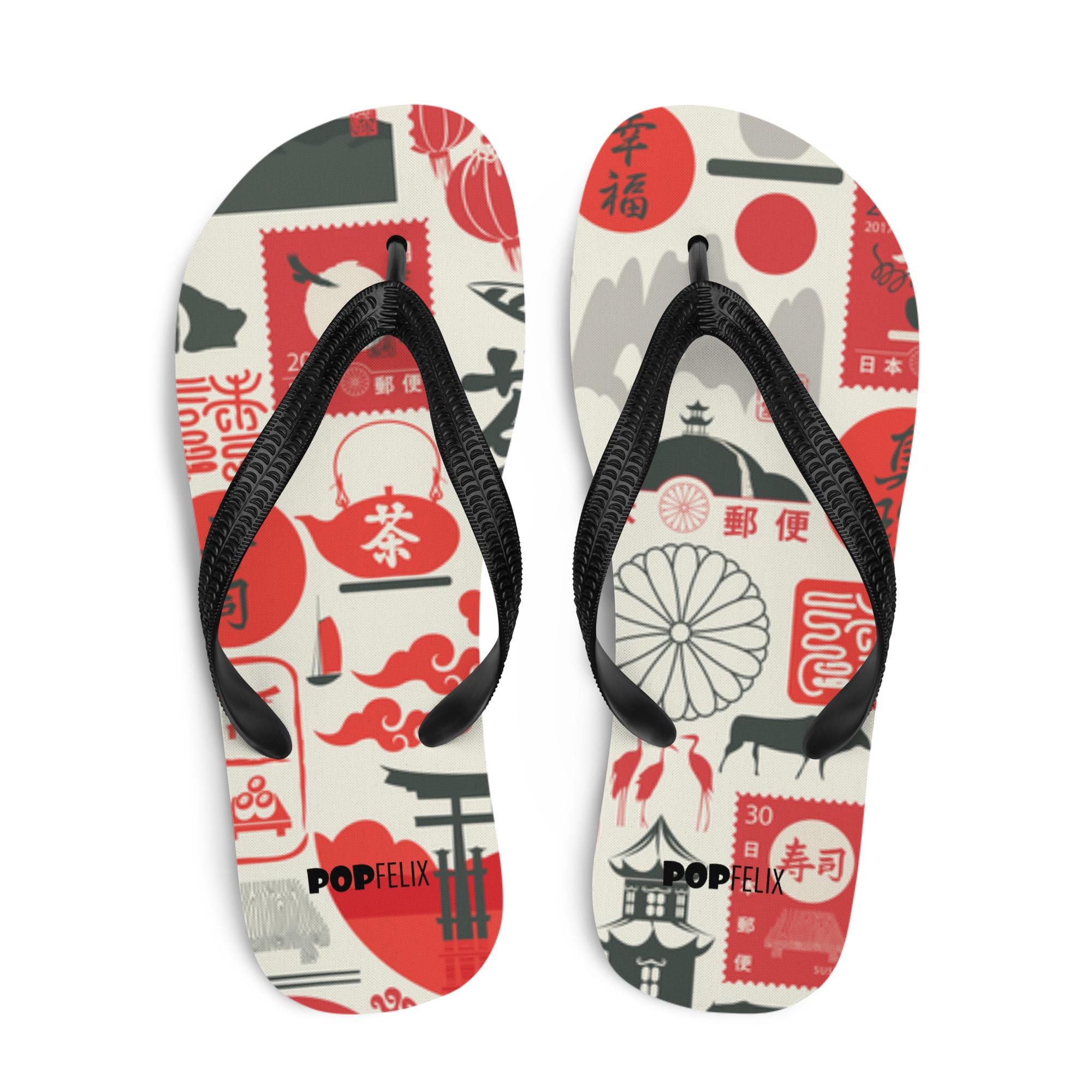 Japan Tokyo Japanese Collage Pop Felix Designer Unisex Flip-Flops