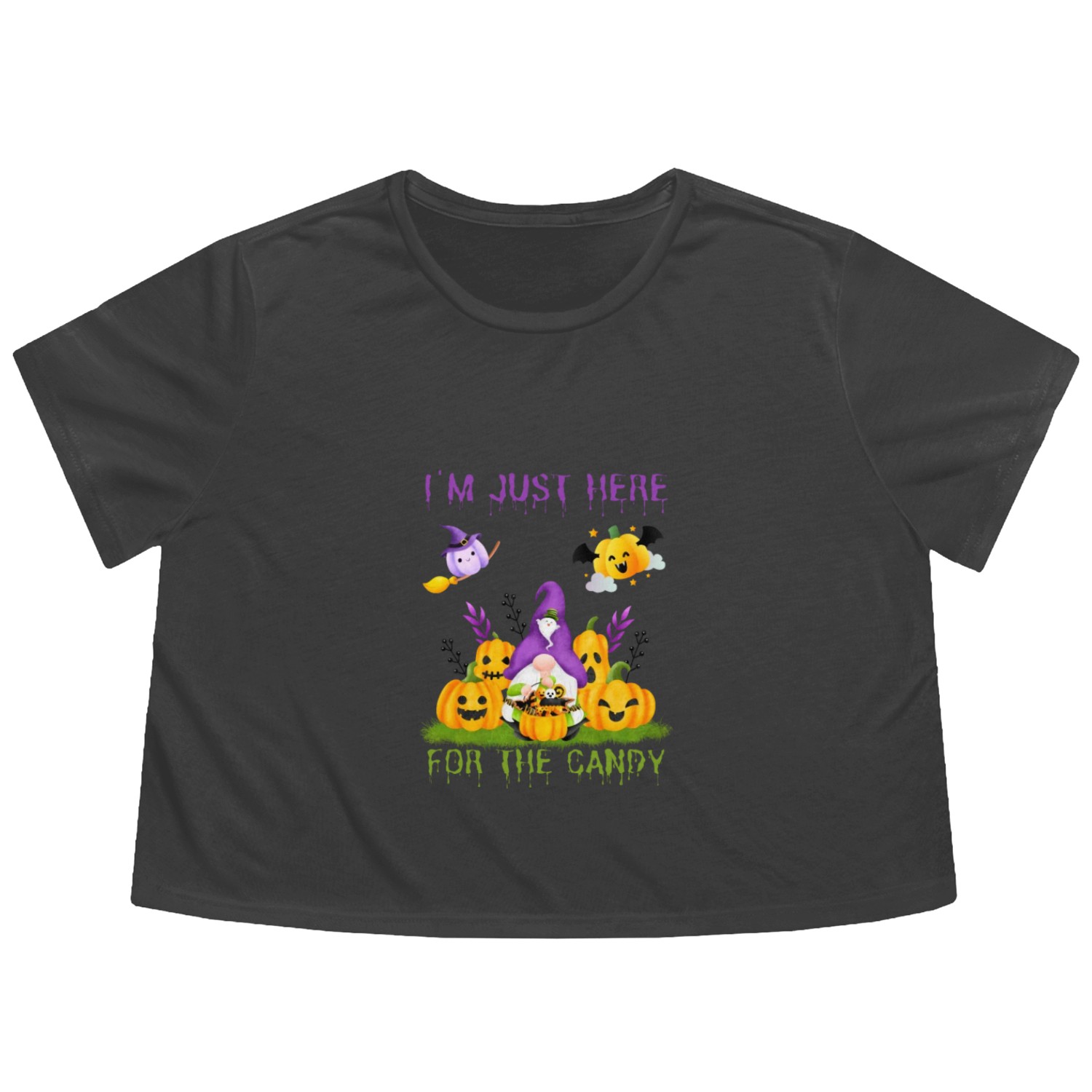 Halloween Pumpkins - I'm Just Here for the candy Flowy Cropped Tees