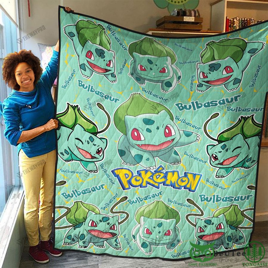 PKM Bulbasaur Character Quilt Blanket