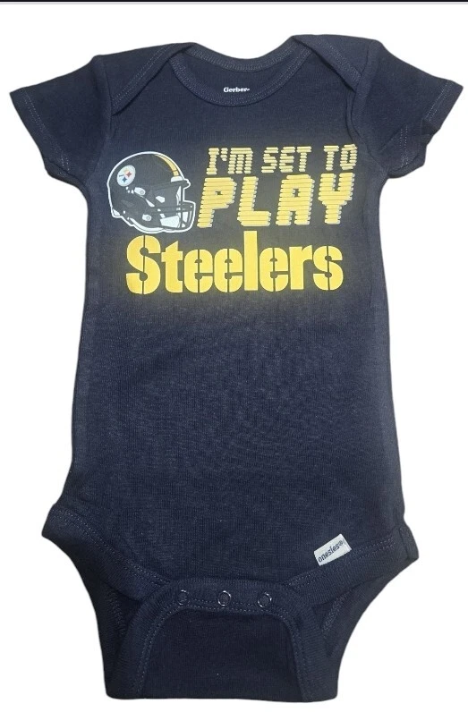 Pittsburgh Steeler Black Onesie Bodysuit Gerber Tiny Tailgater