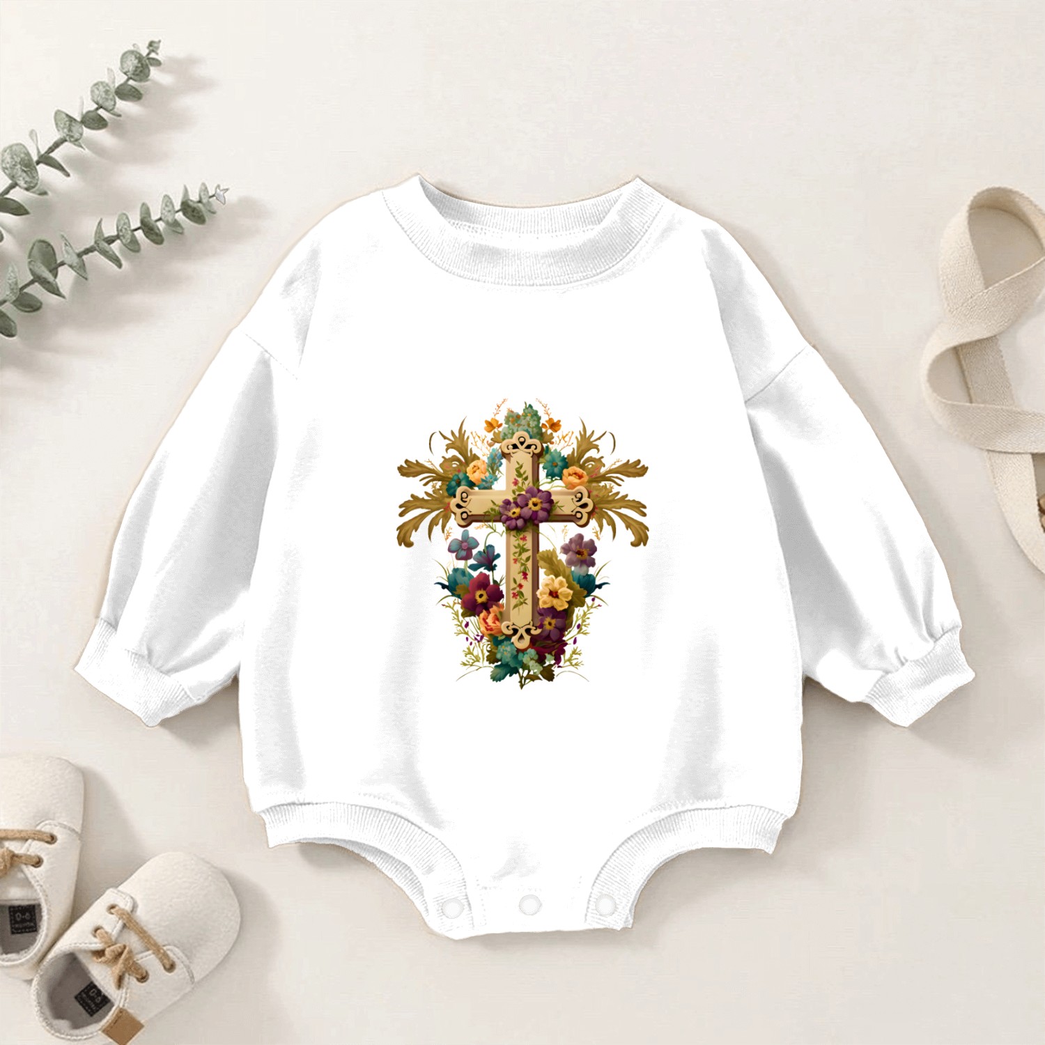 Jesus Cross Painting Baby Romper Sweatshirts