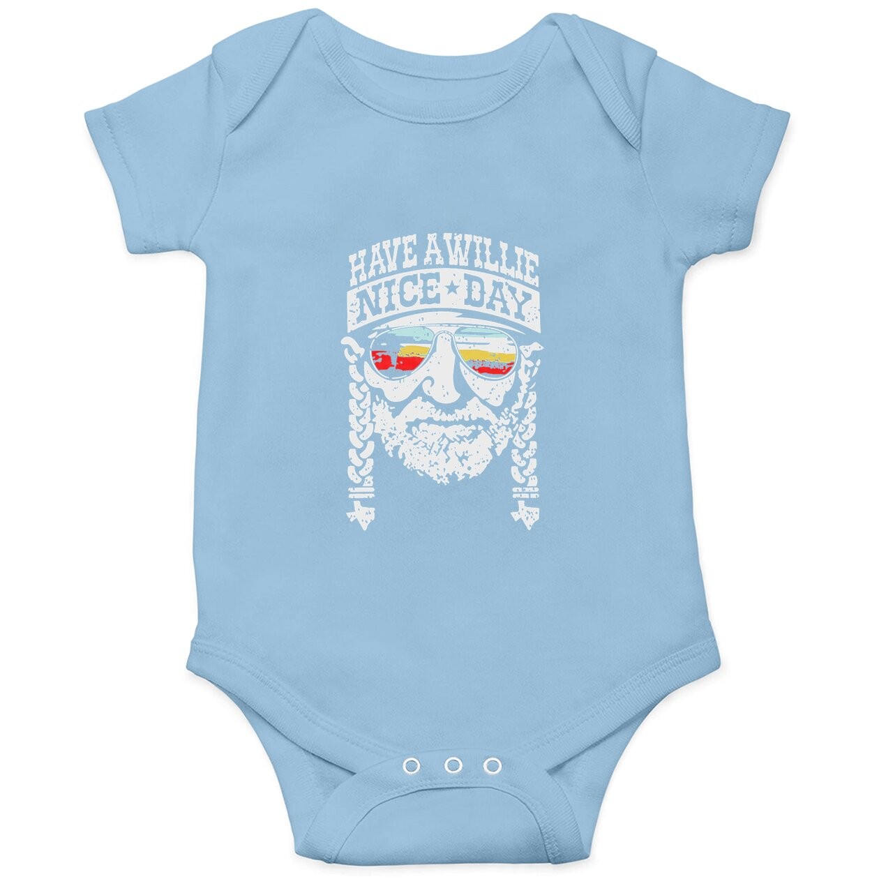 I Willie Love The Usa & Have A Willie Nice Day Short Sleeve Baby Bodysuit Tops