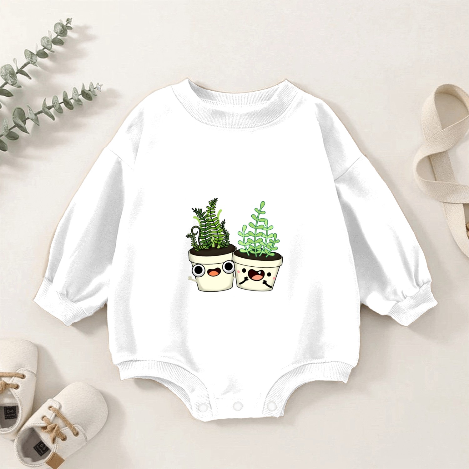 Ferns Just Wanna Have Frond Cute Plant Baby Romper Sweatshirts