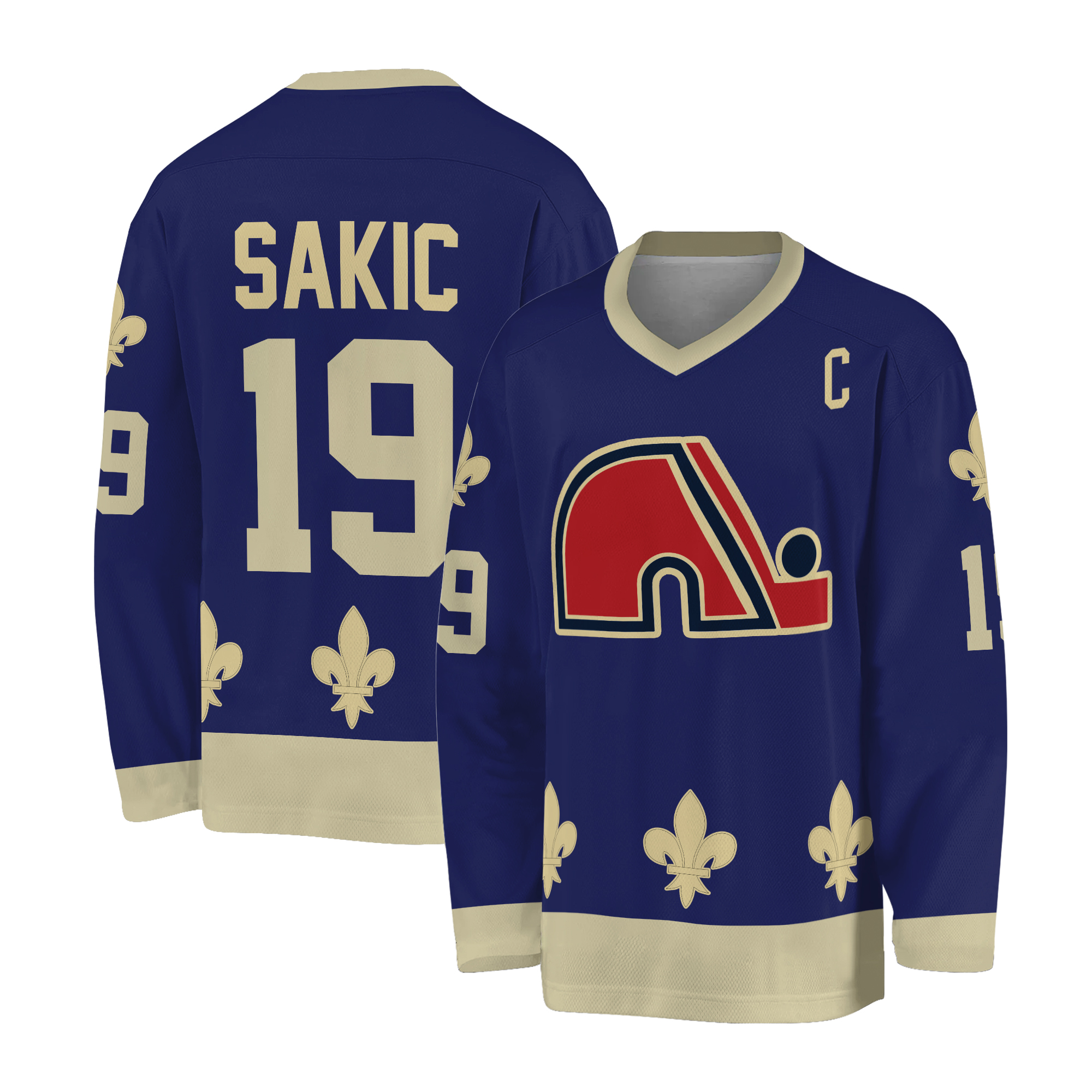 Quebec Retro Ice Hockey Jerseys 19 Joe Sakic Jersey Printed