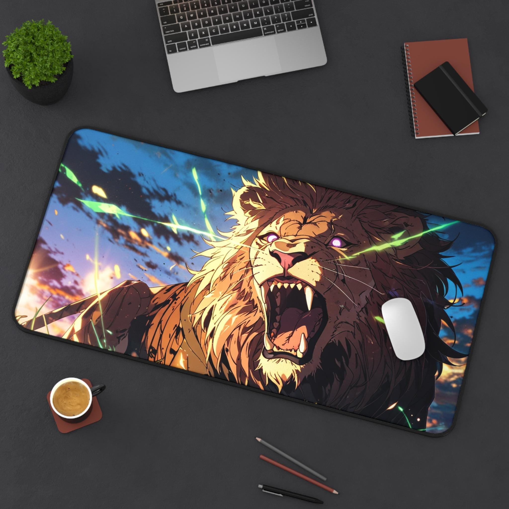 Lion Mouse Pad, Gaming Desk Mat, Home Office Decor, Unique Gifts for Animal Lovers