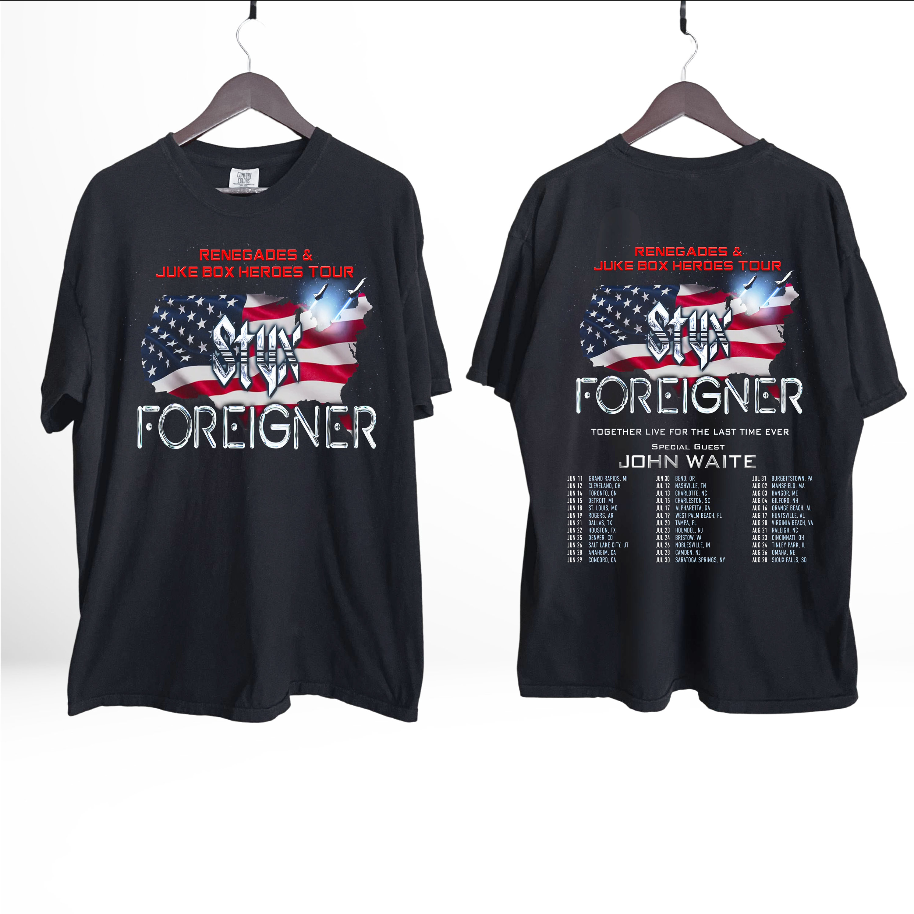 Foreigner 2024 Tour Shirt, Styxs 2024 Tour Shirt, Foreigner and Styxs Tour Shirt 2024