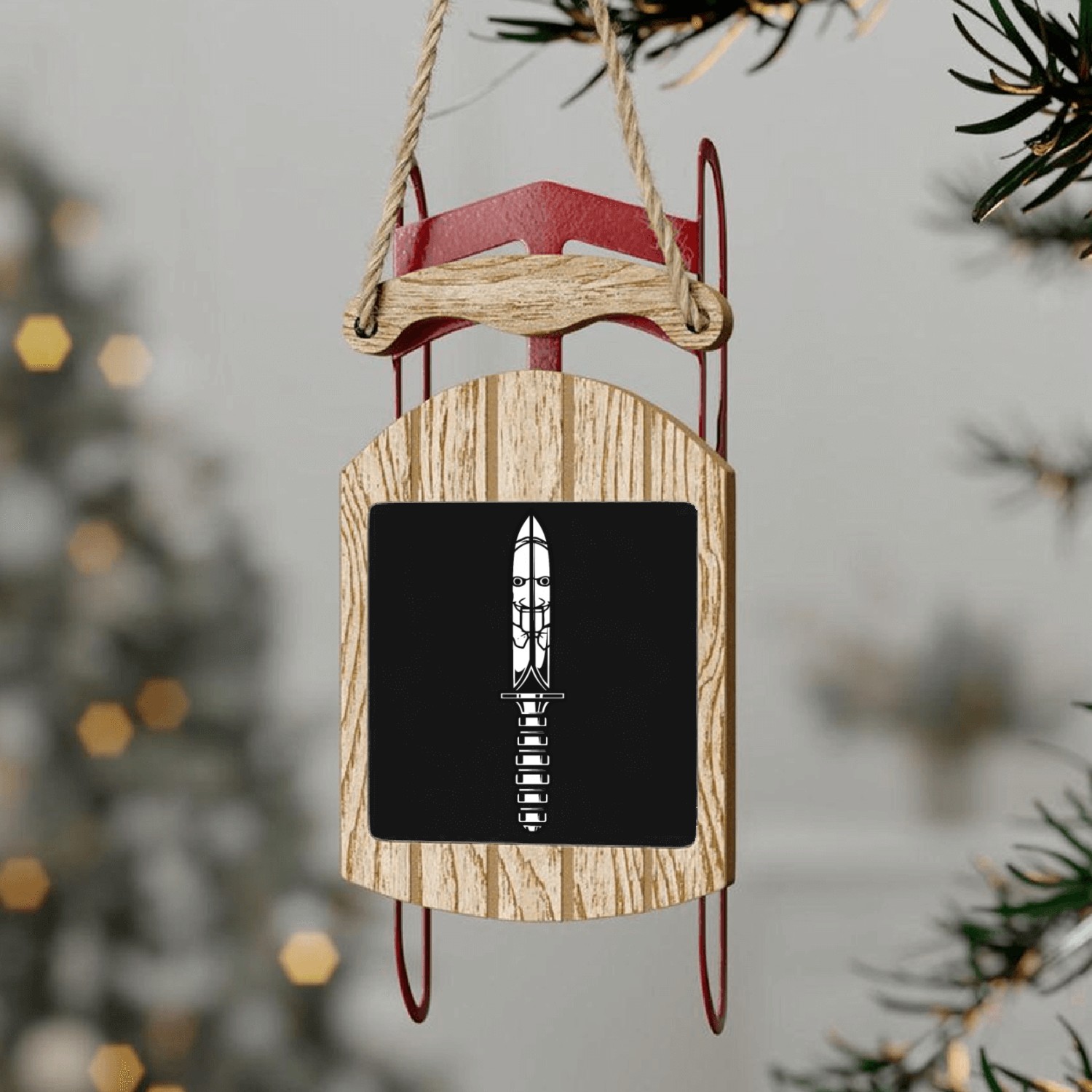 Horror movie characters in knives Sled Ornaments