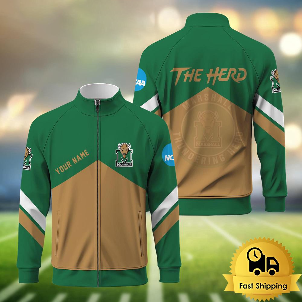 Marshall Thundering Herd Logo Custom Standing Neck Zipper Jacket
