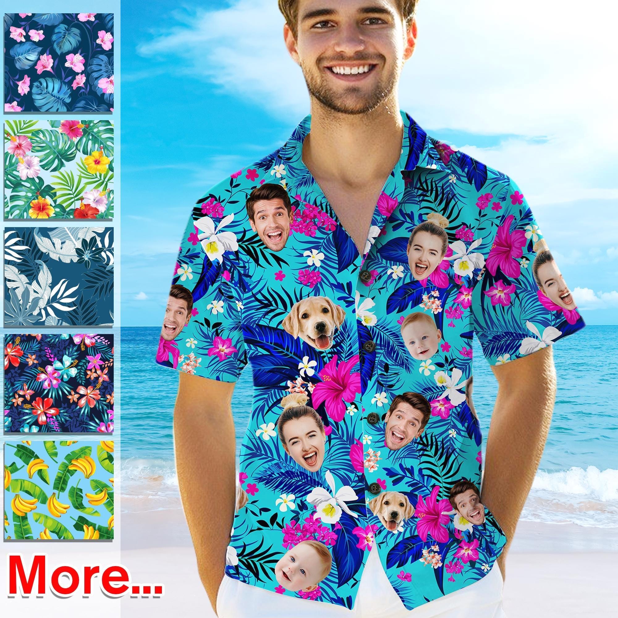 Personalized Hawaiian Shirt with Face,Custom Hawaiian Shirt with Photo,Custom hawaiian shirt logo text,All Over Print Father's Day Shirts