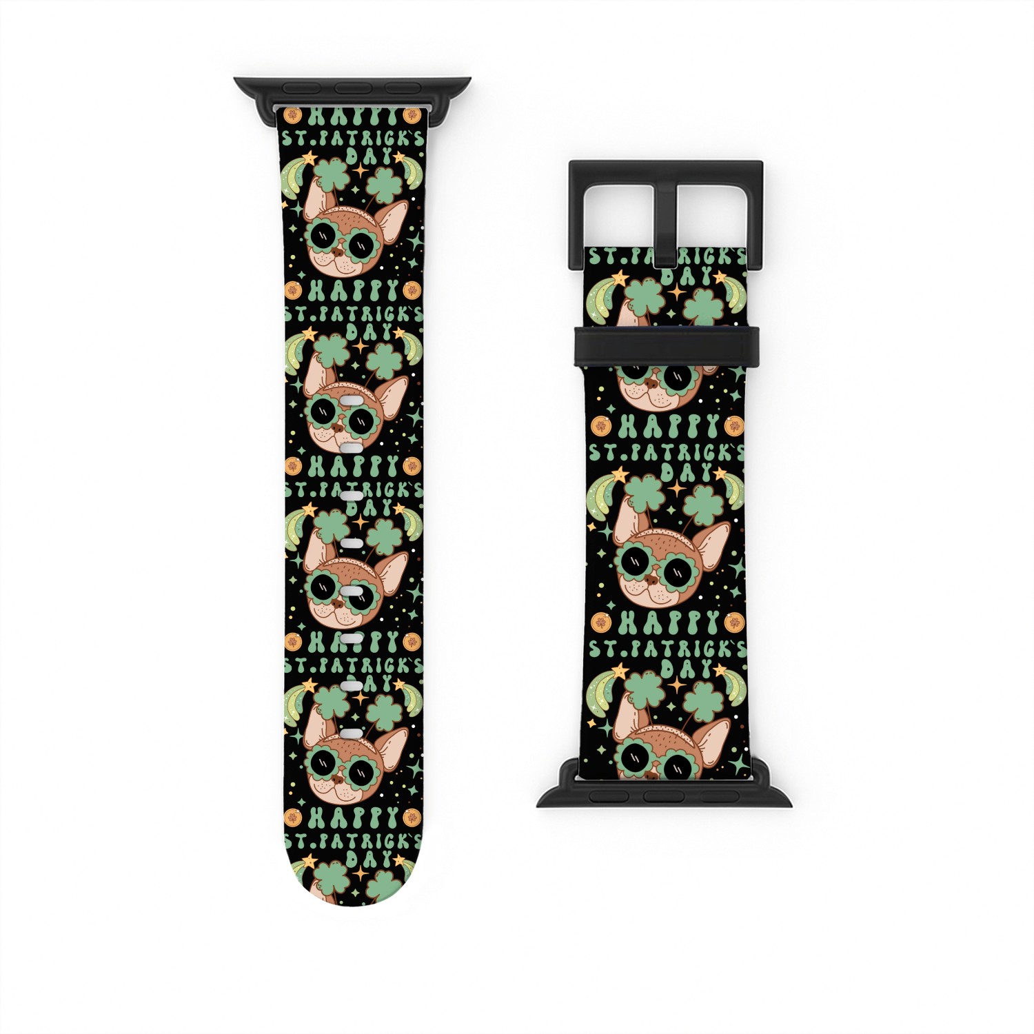 Groovy Happy St. Patrick`s day with cute dog Watch Bands For Apple Watch