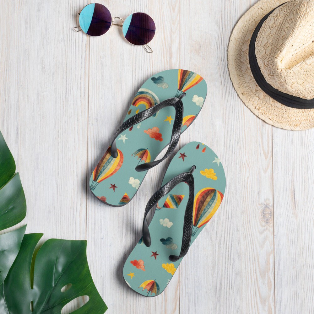 Blue Travel inspired Flip-Flops, cute gifts, fun sandals, beach wear, At the Beach, Unique Flip flops, Gift for her, Vacation Flip Flop