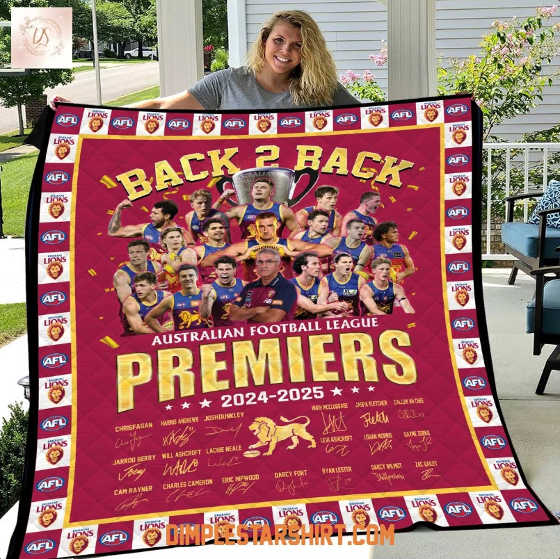 Brisbane Lion Premiers Back To Back 2025 Quilt Blanket