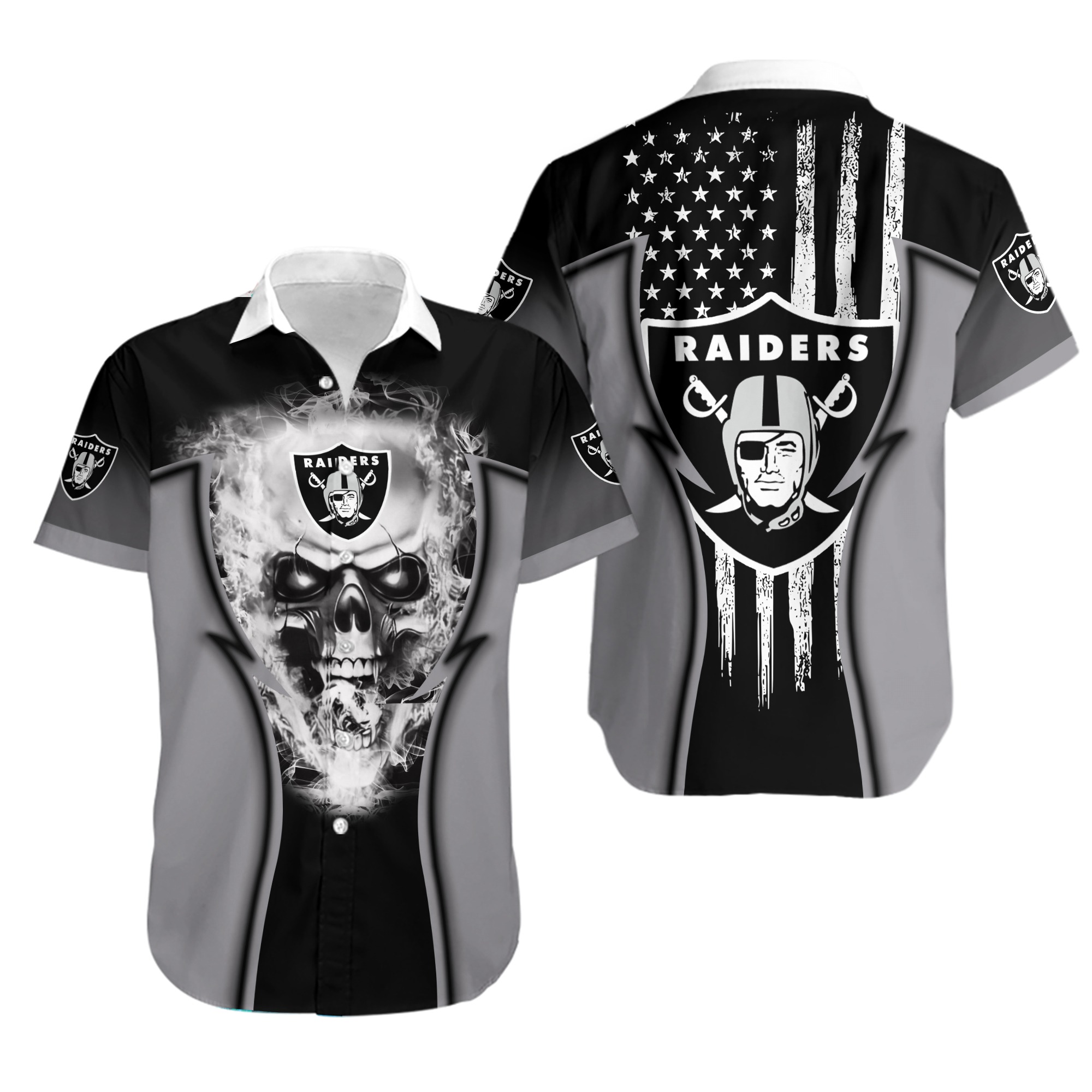 Las Vegas Football Team Raiderss Hawaiian Shirt, Button Down Full Size