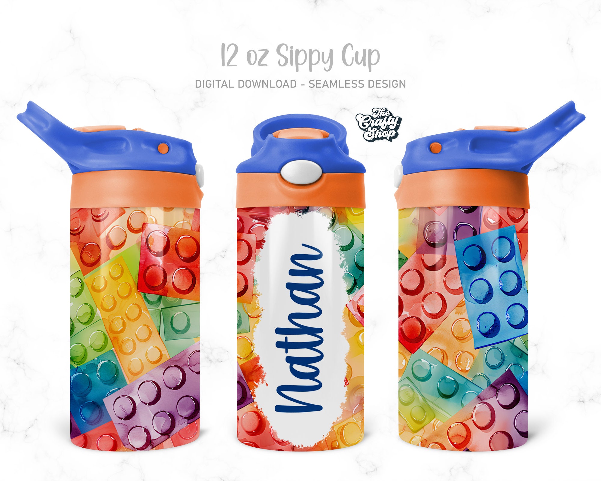 Building Blocks 12oz Kids Flip Top Sippy Cup Tumbler, Add A Name