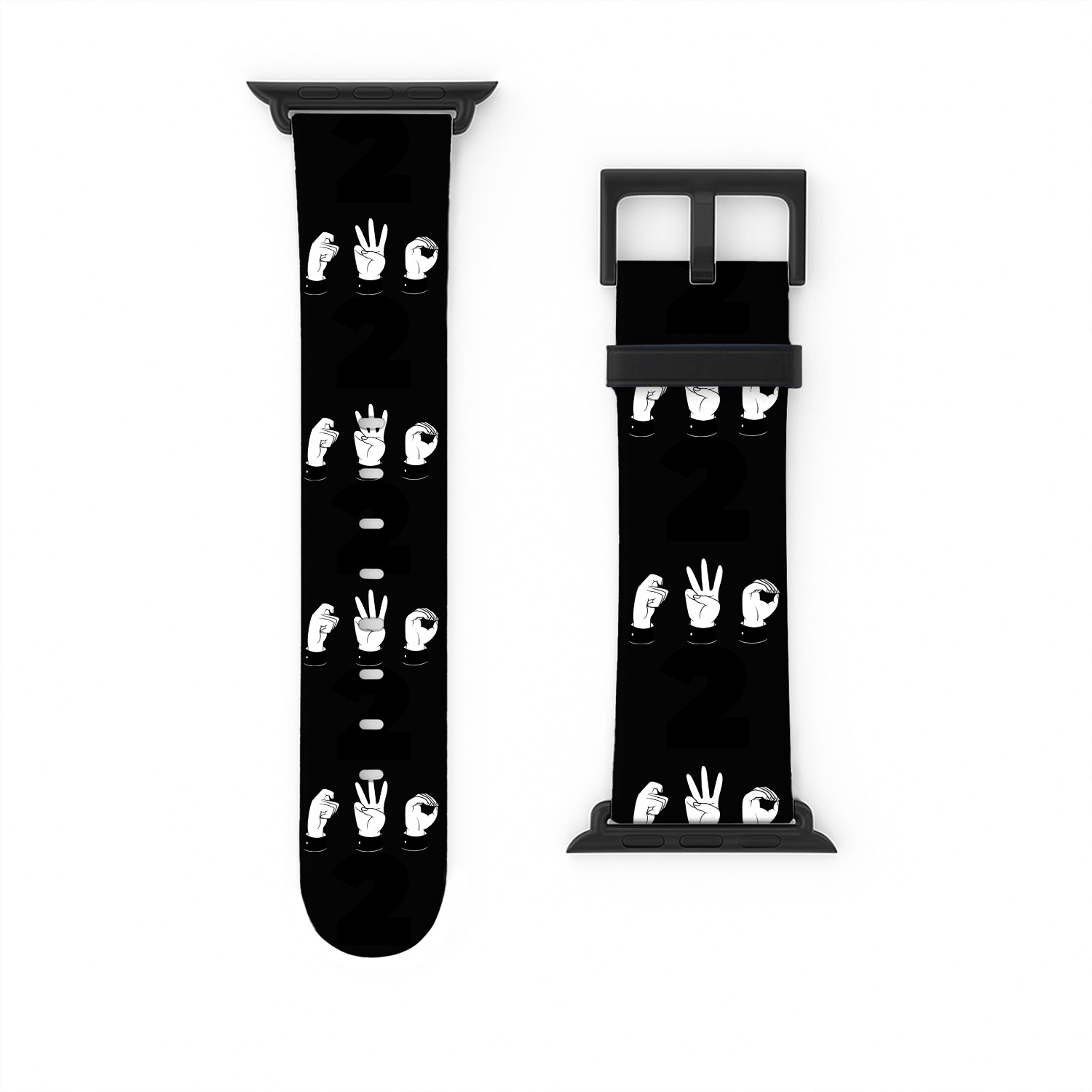 Sign Language ASL Number 2 - Second Place - Two Watch Bands For Apple Watch