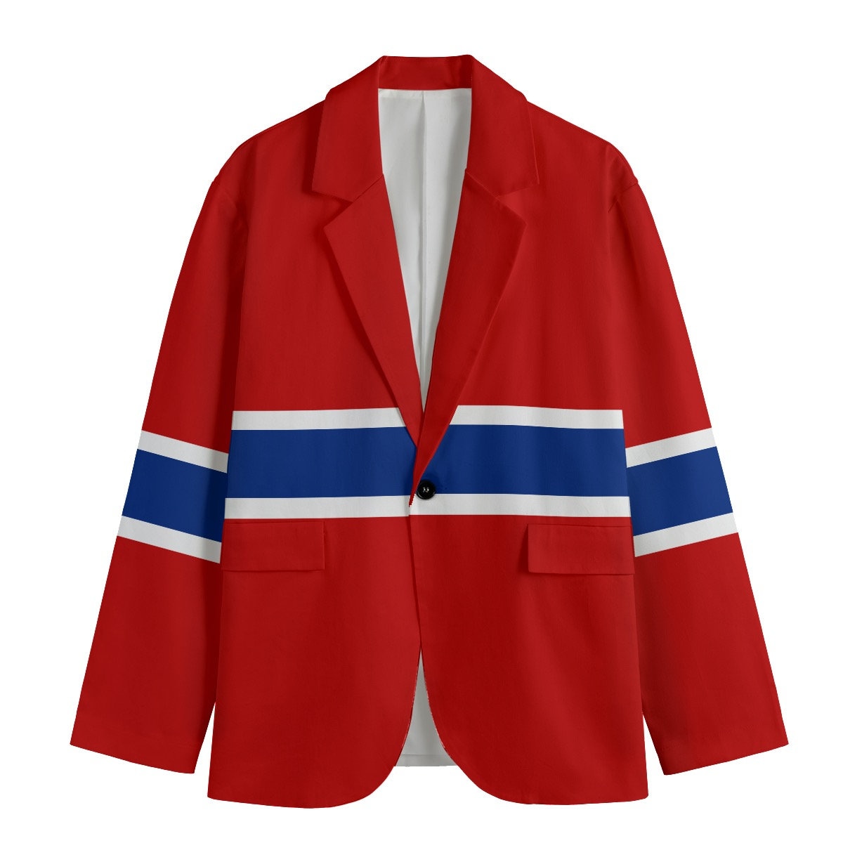 Red with White and Blue Stripe Women's Casual Blazer, Women Suit Jacket, Gift For Her